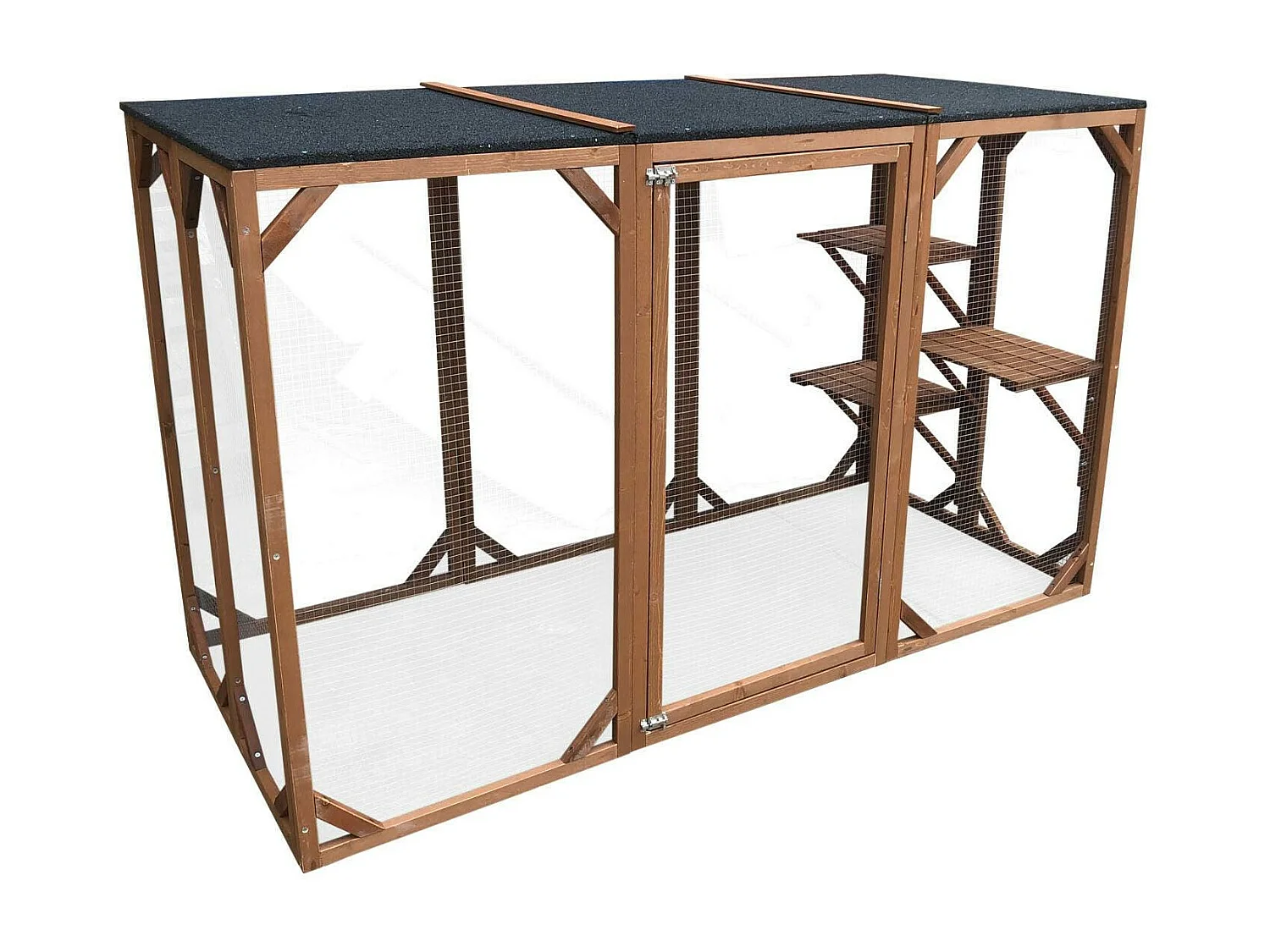 Recinto externo para gatos, madeira resistente 180 cm 3 áreas de descanso 16_0001711