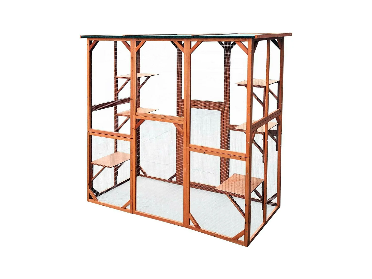 Recinto da esterno per gatti in legno resistente 180x88x169cm 6 zone riposo 16_0001712