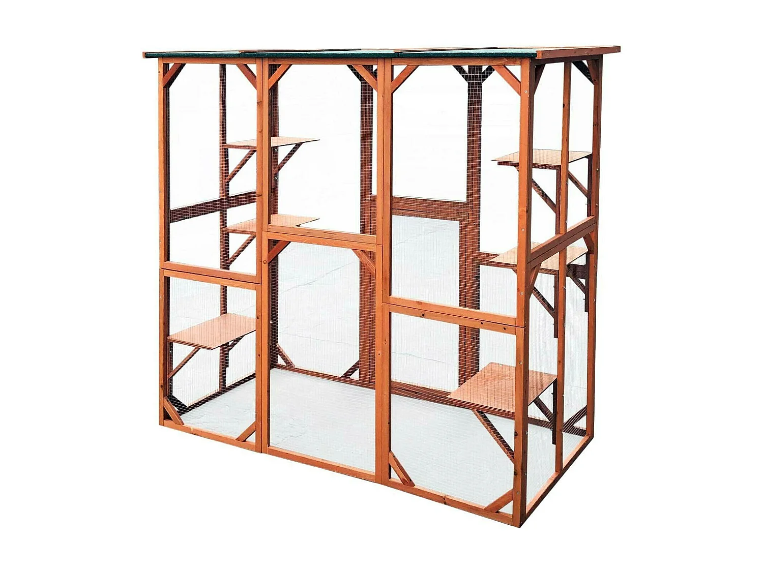 Recinto da esterno per gatti in legno resistente 180x88x169cm 6 zone riposo 16_0001712