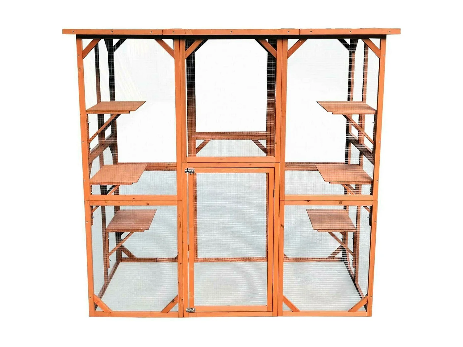 Recinto da esterno per gatti in legno resistente 180x88x169cm 6 zone riposo 16_0001712