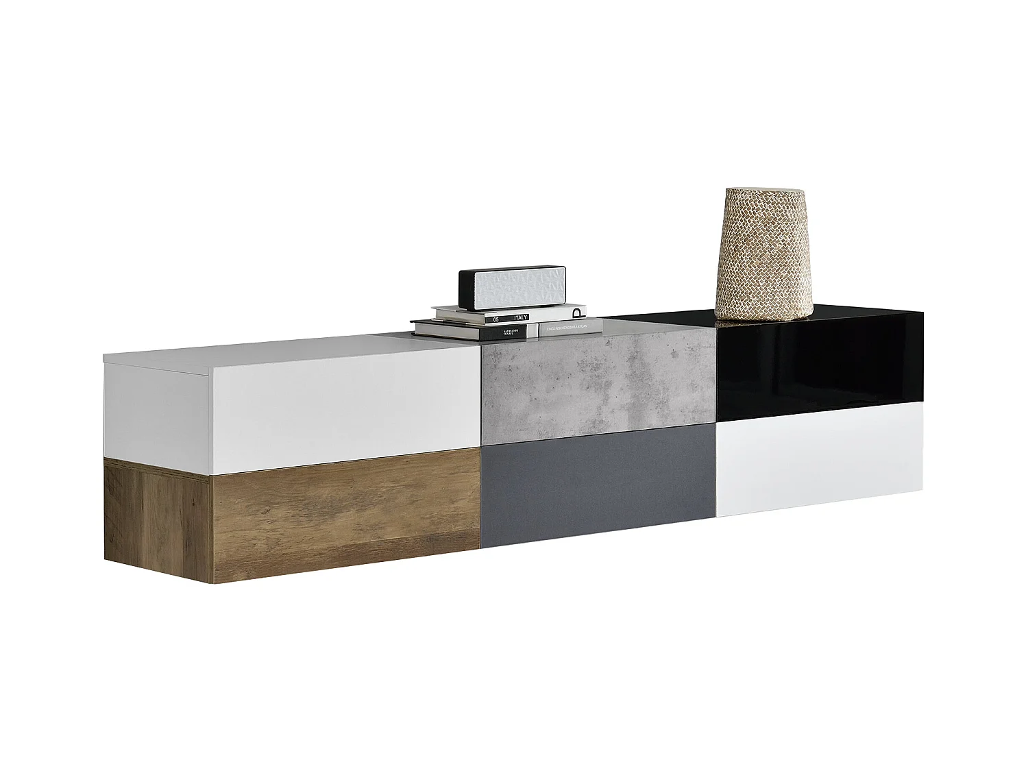 6 Mensole a muro per camera da letto con 6 cassetti diversi colori 46 x 30 x 15 cm 03_0006598