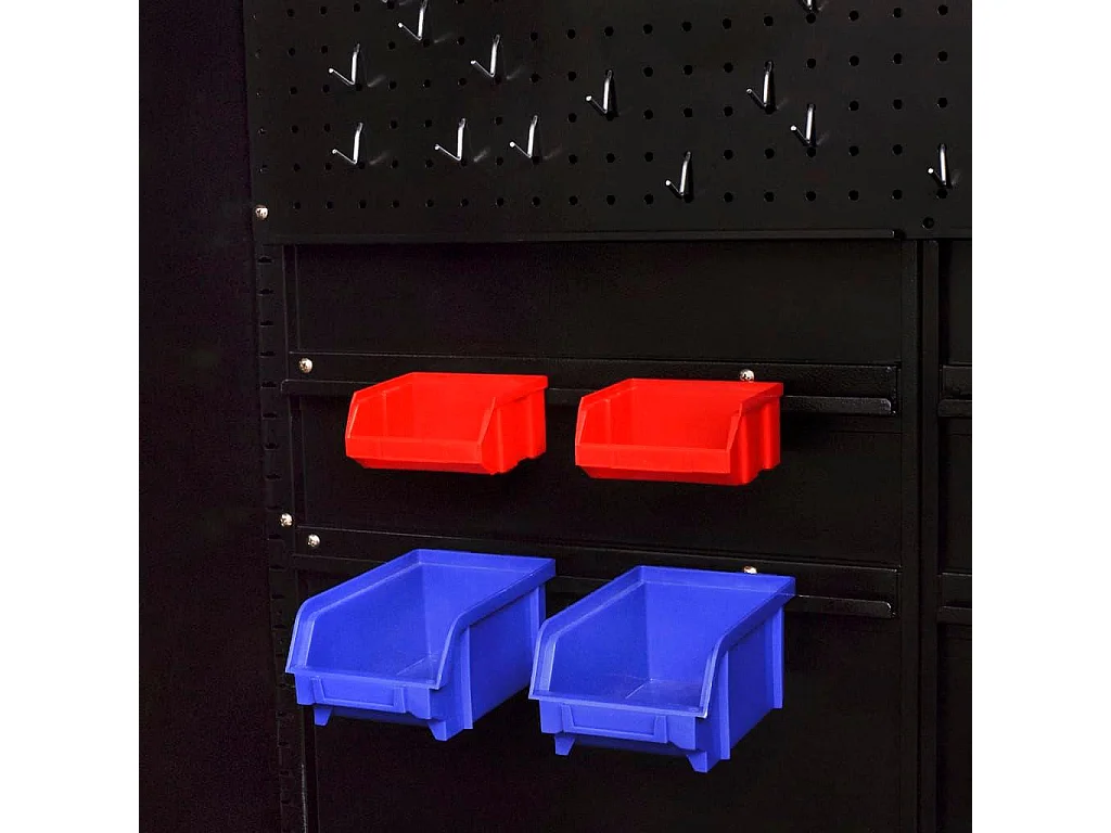 Armário de ferramentas com 2 portas de aço preto e vermelho Caixa de ferramentas de 180 cm 02_0003802