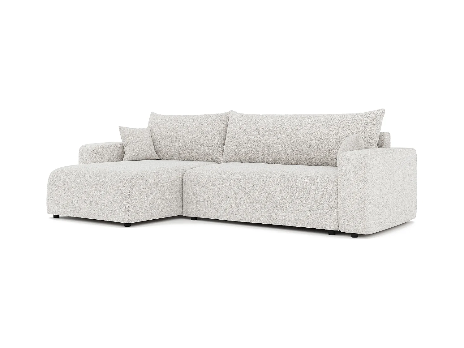 Canapé d'angle convertible en bouclé beige