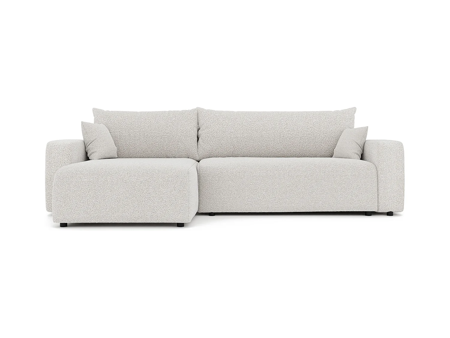 Canapé d'angle convertible en bouclé beige