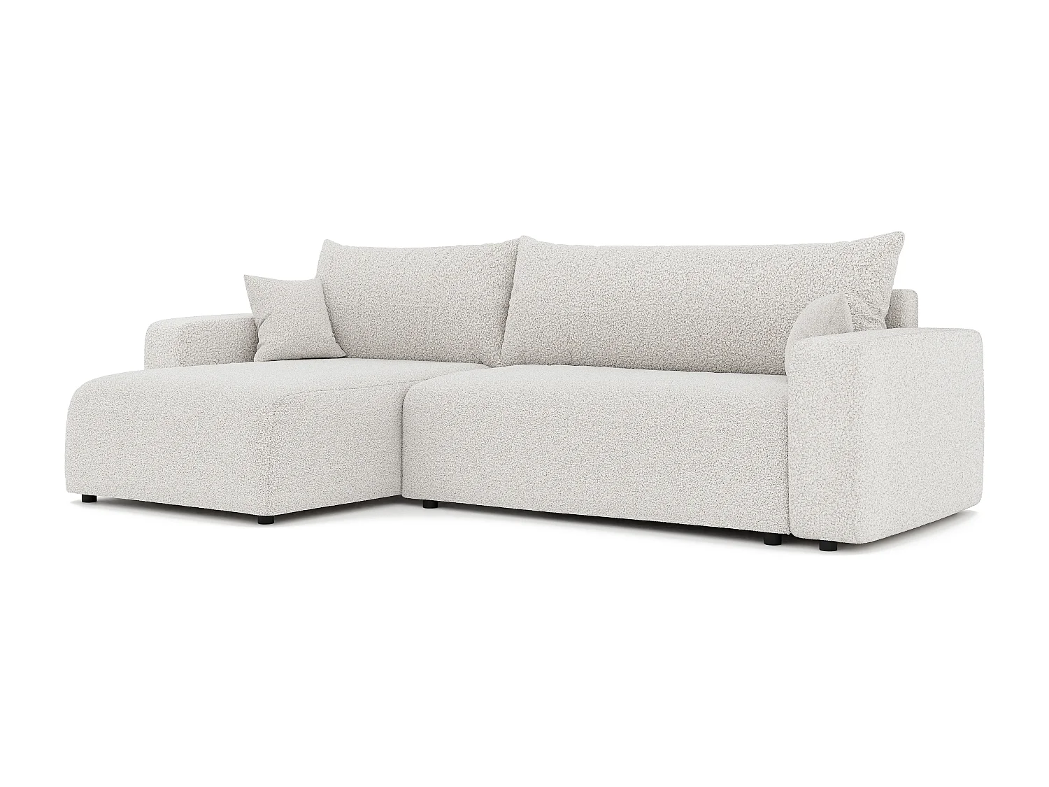 Canapé d'angle convertible en bouclé beige