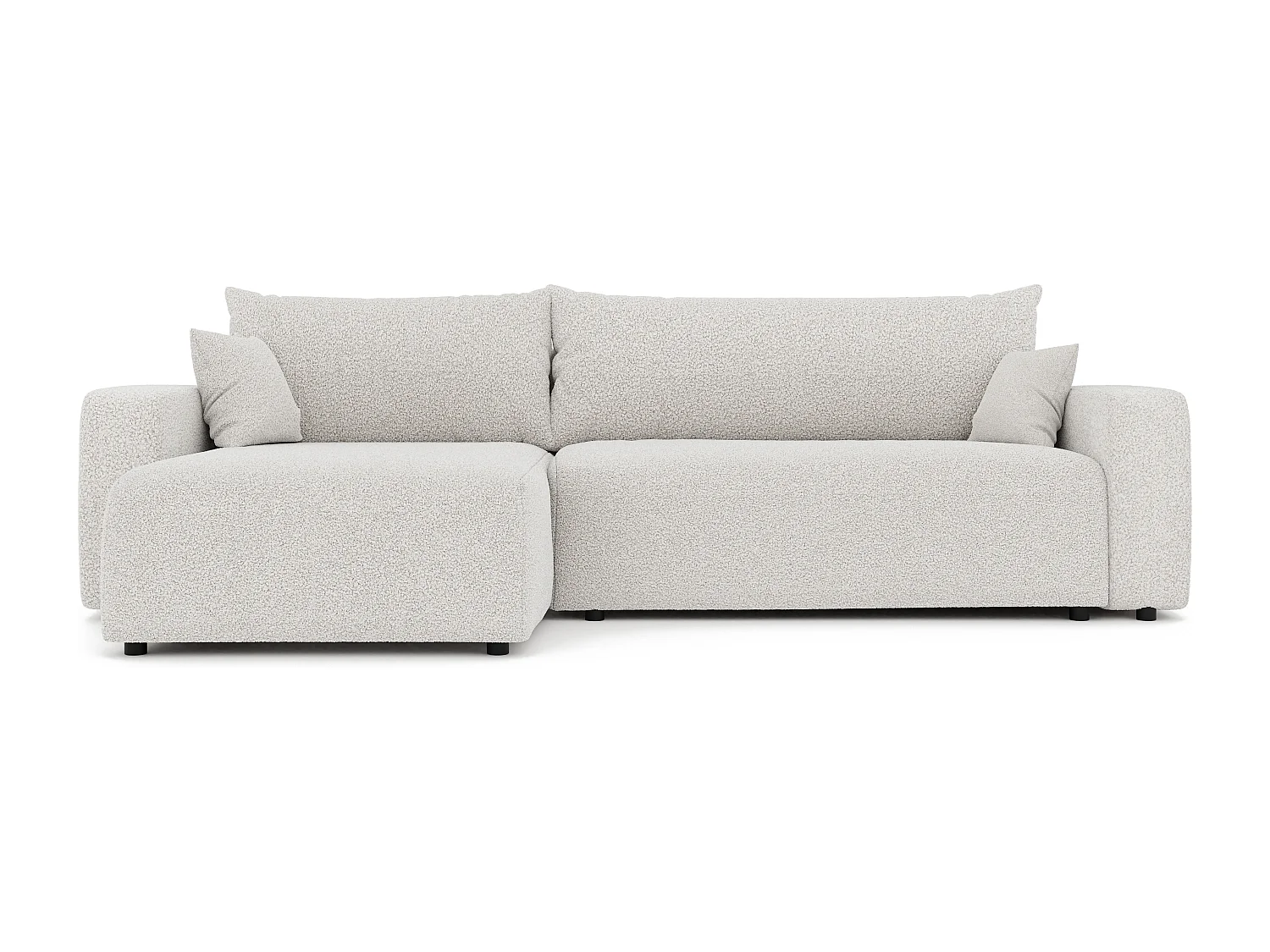 Canapé d'angle convertible en bouclé beige