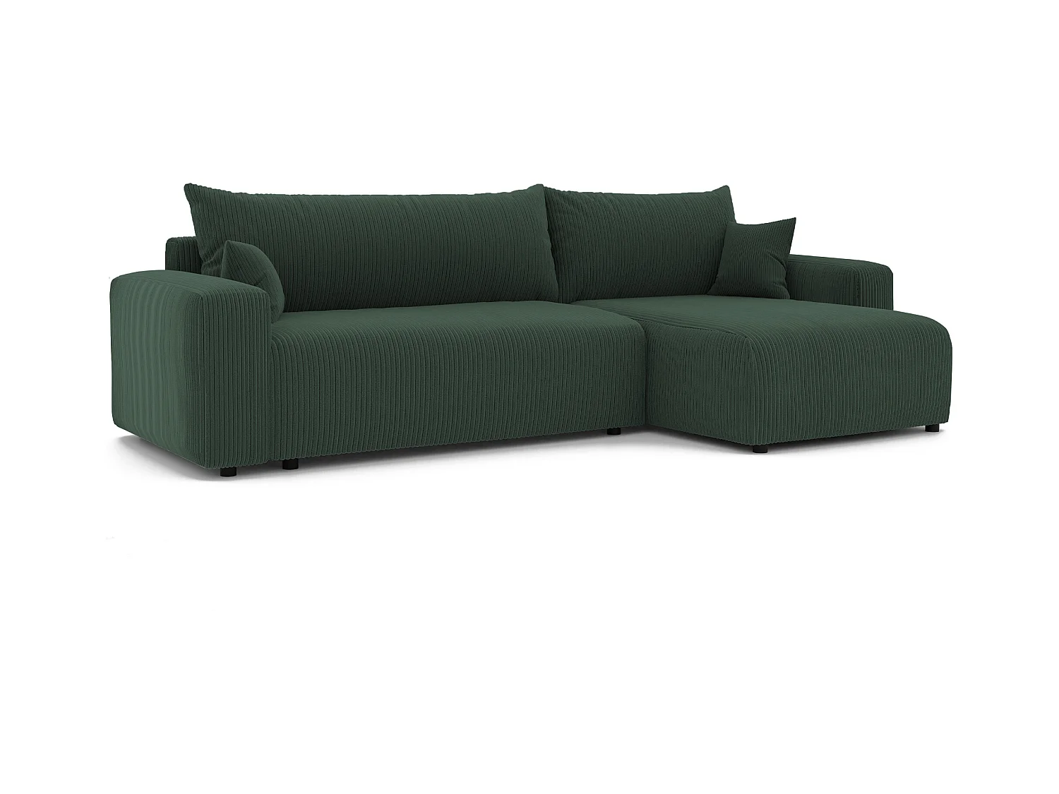 Canapé d'angle convertible tissu velours côtelé vert bouteille