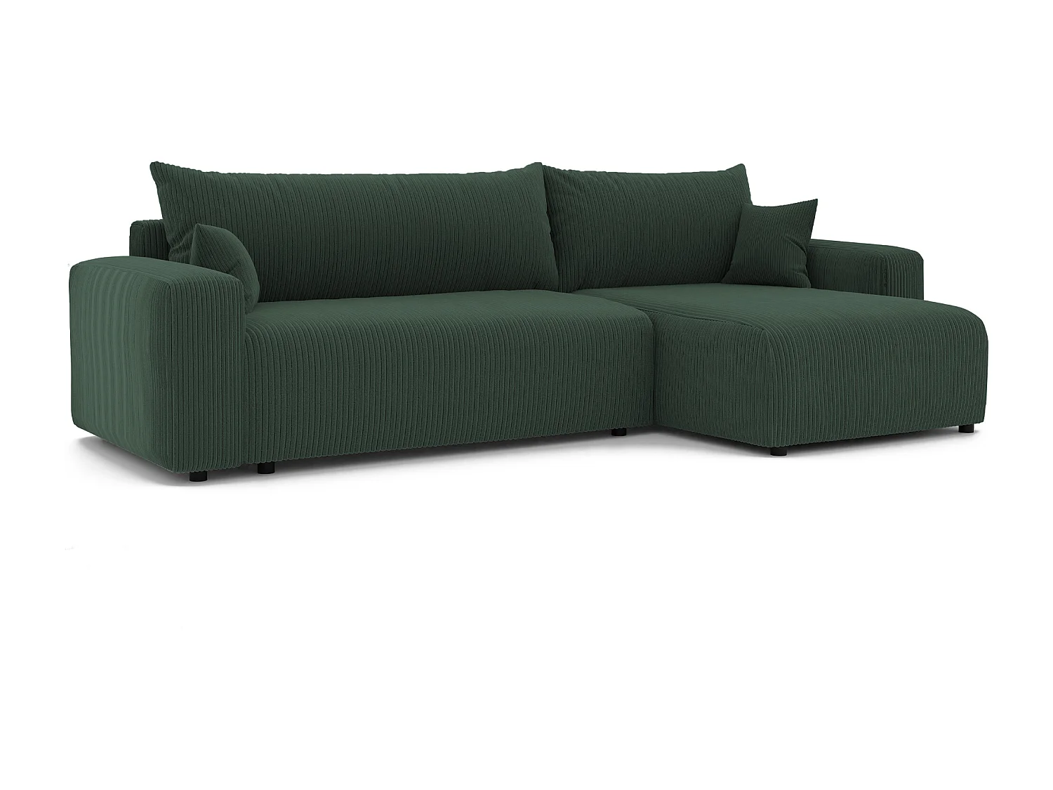 Canapé d'angle convertible tissu velours côtelé vert bouteille