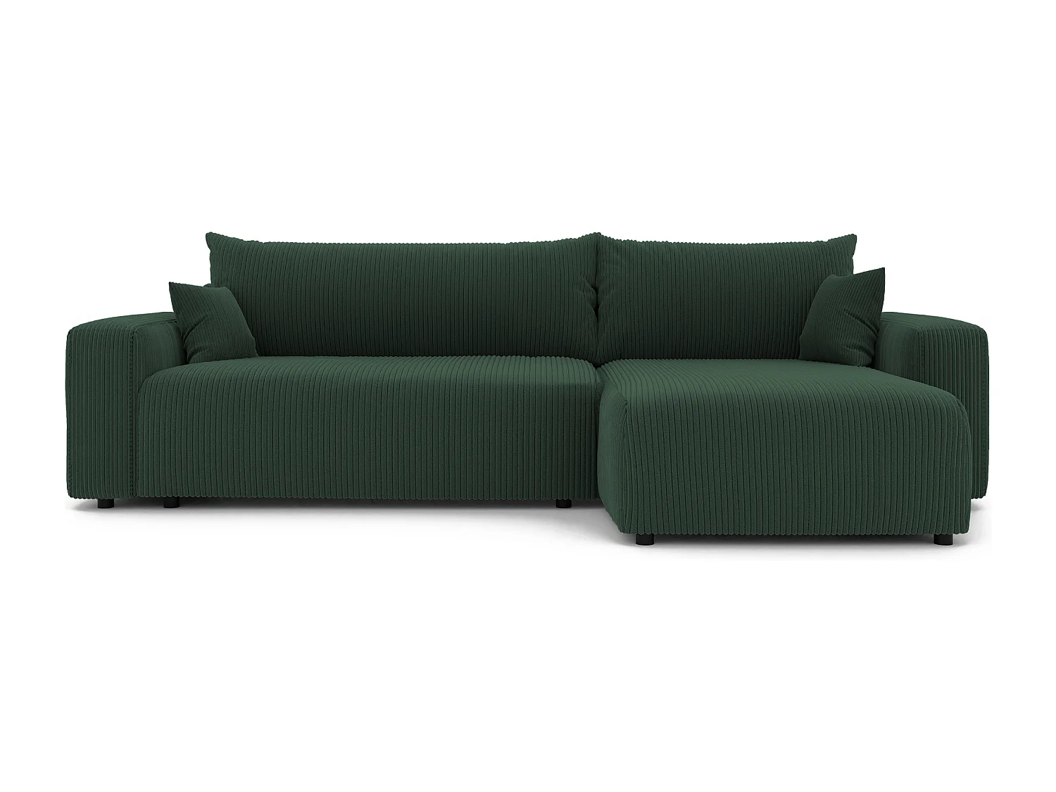 Canapé d'angle convertible tissu velours côtelé vert bouteille
