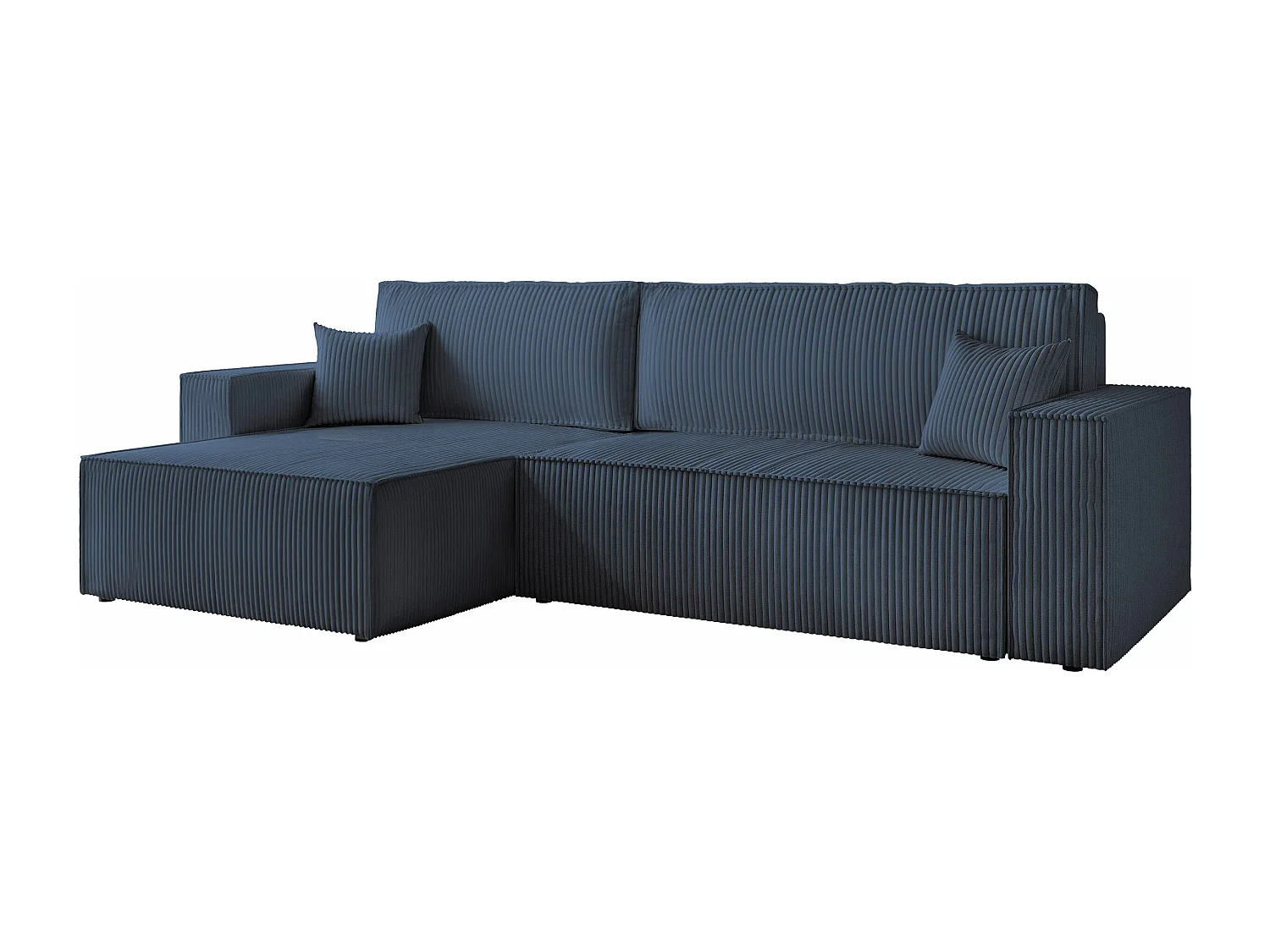 Canapé d'angle convertible tissu velours côtelé cobalt