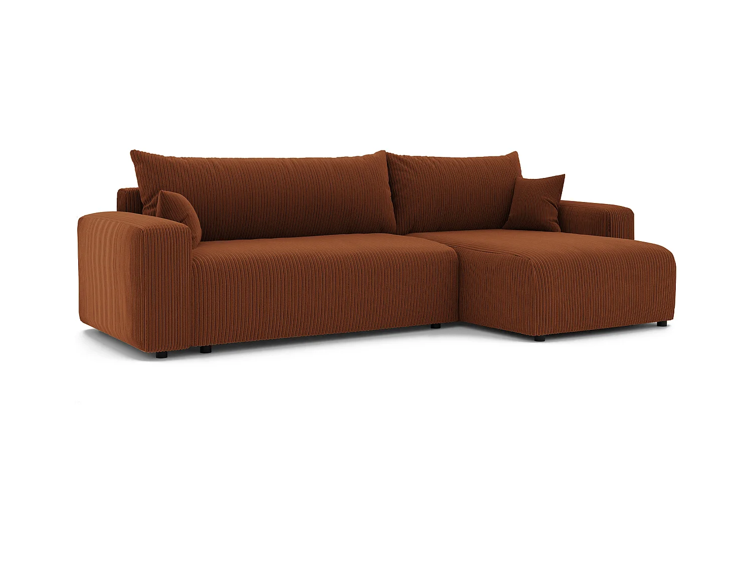 Canapé d'angle convertible tissu velours côtelé cuivre