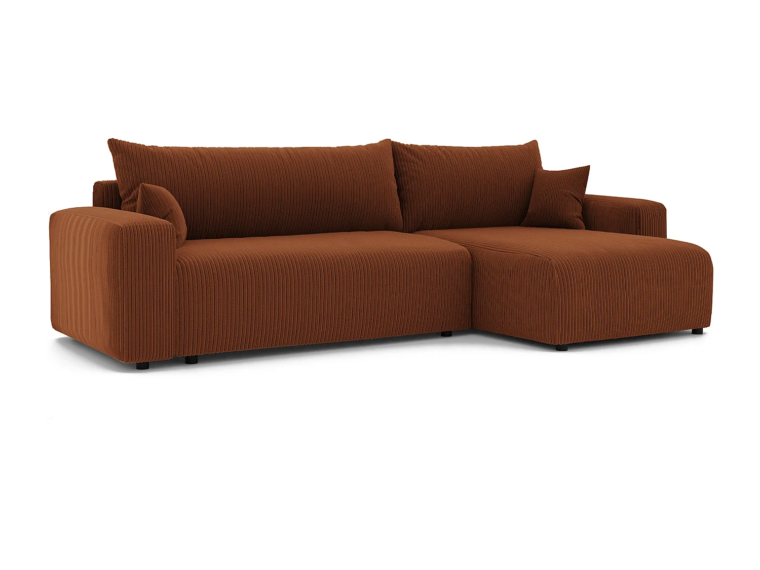 Canapé d'angle convertible tissu velours côtelé cuivre