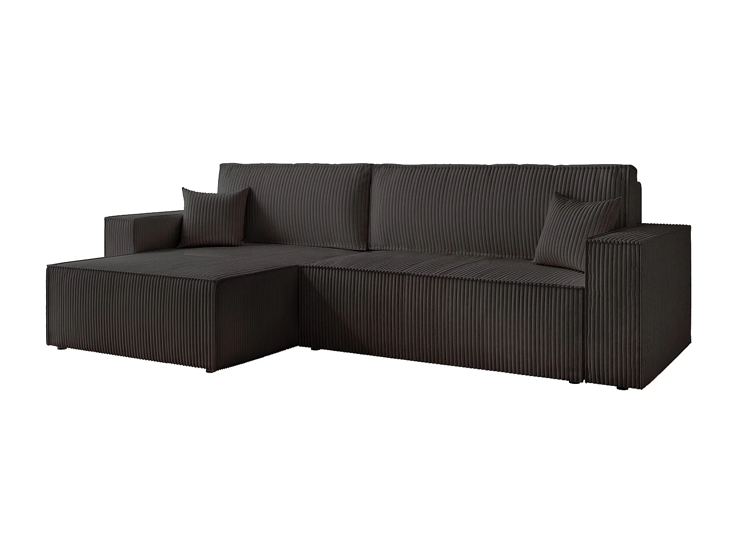 Canapé d'angle convertible tissu velours côtelé noir