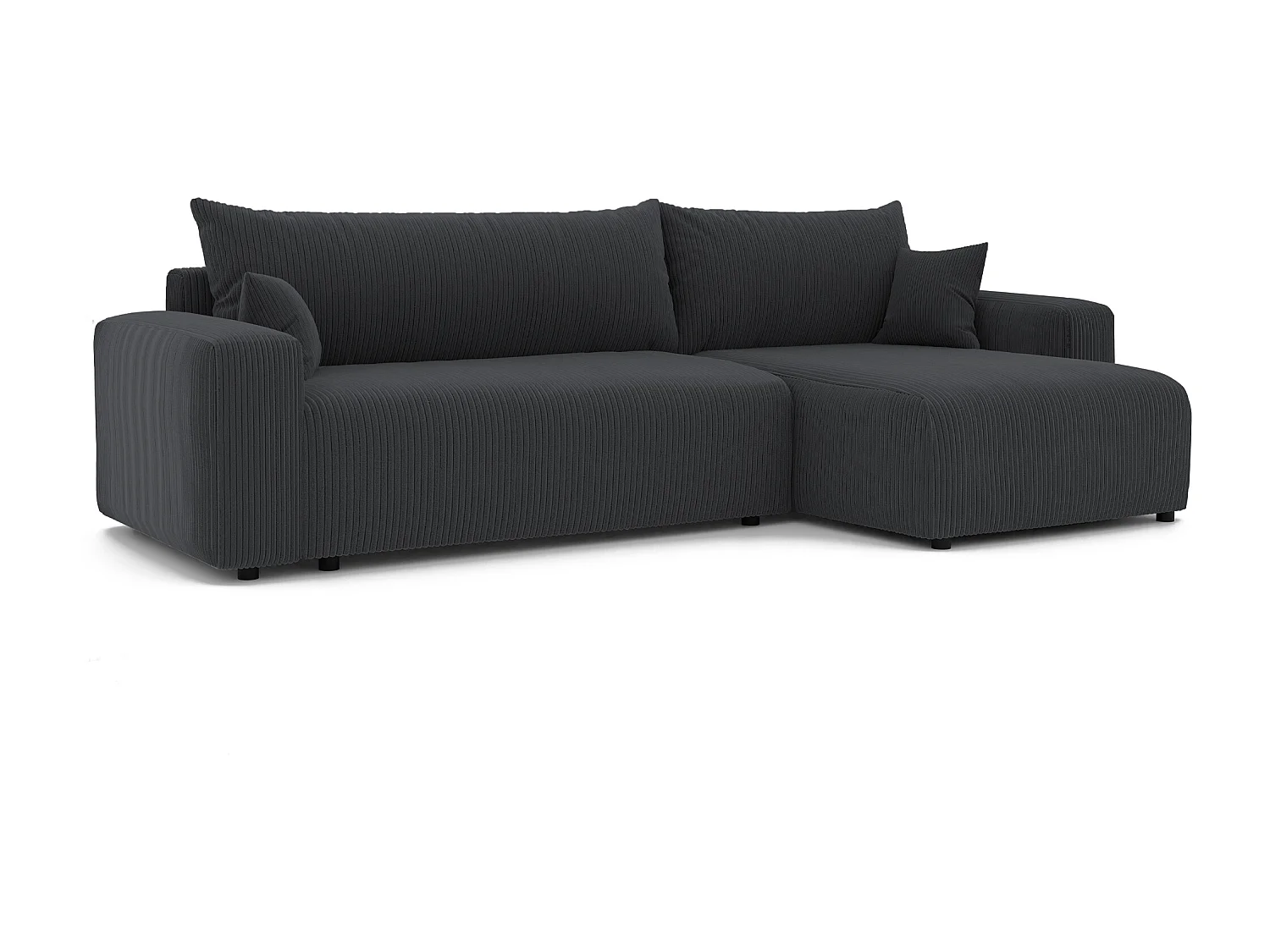 Canapé d'angle convertible tissu velours côtelé graphite