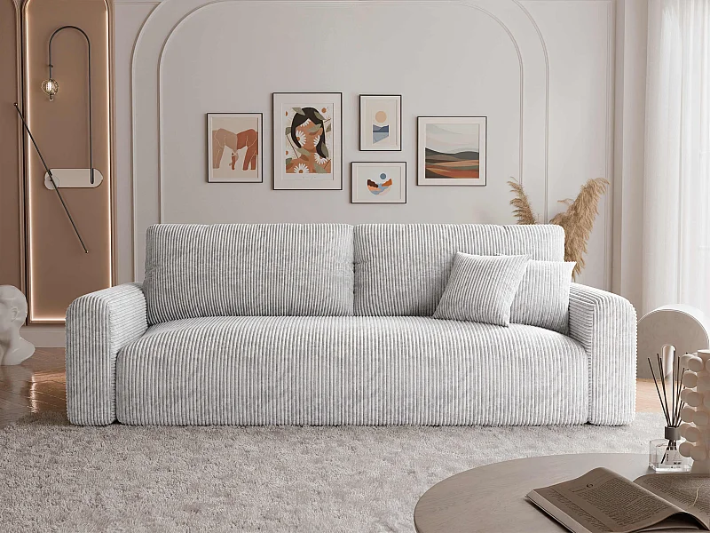 Canapé Jobo réversible convertible en tissu Gris