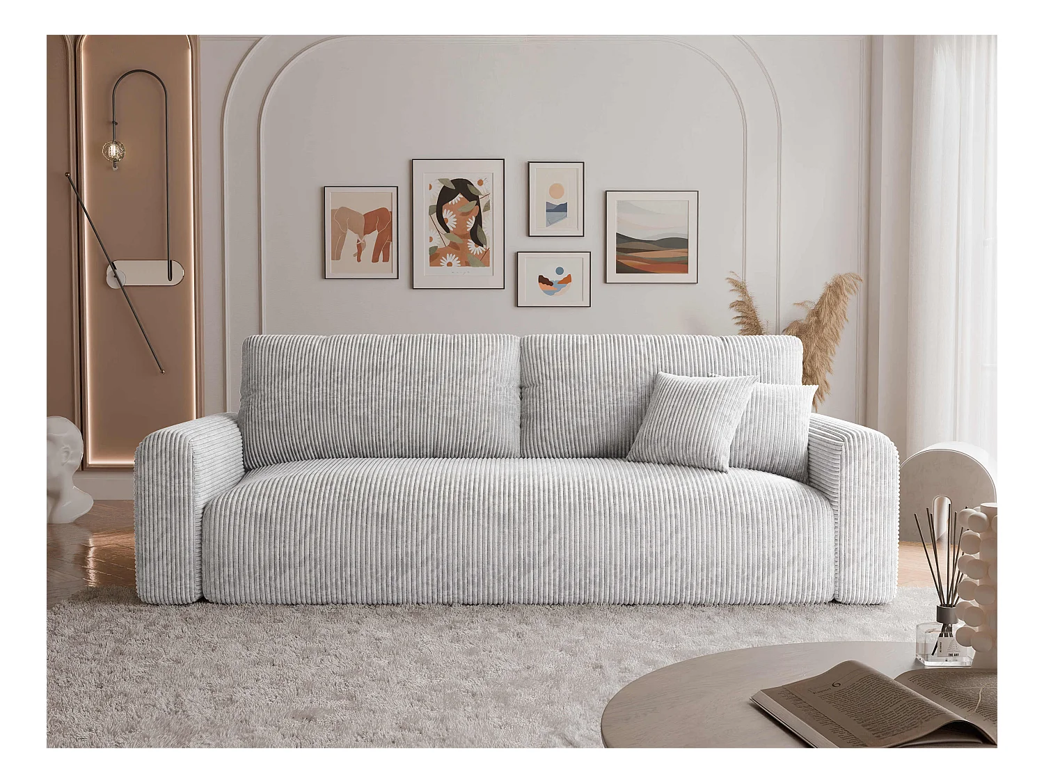 Canapé Jobo réversible convertible en tissu Gris