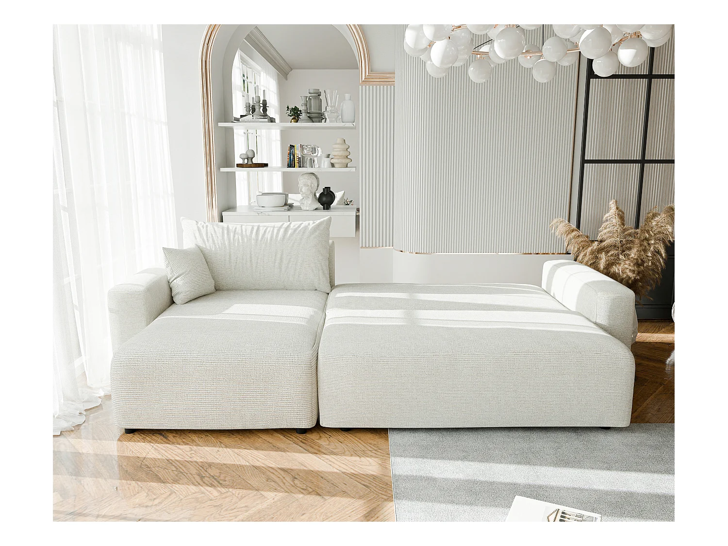 Canapé d'angle convertible en tissu Baltimore Sand