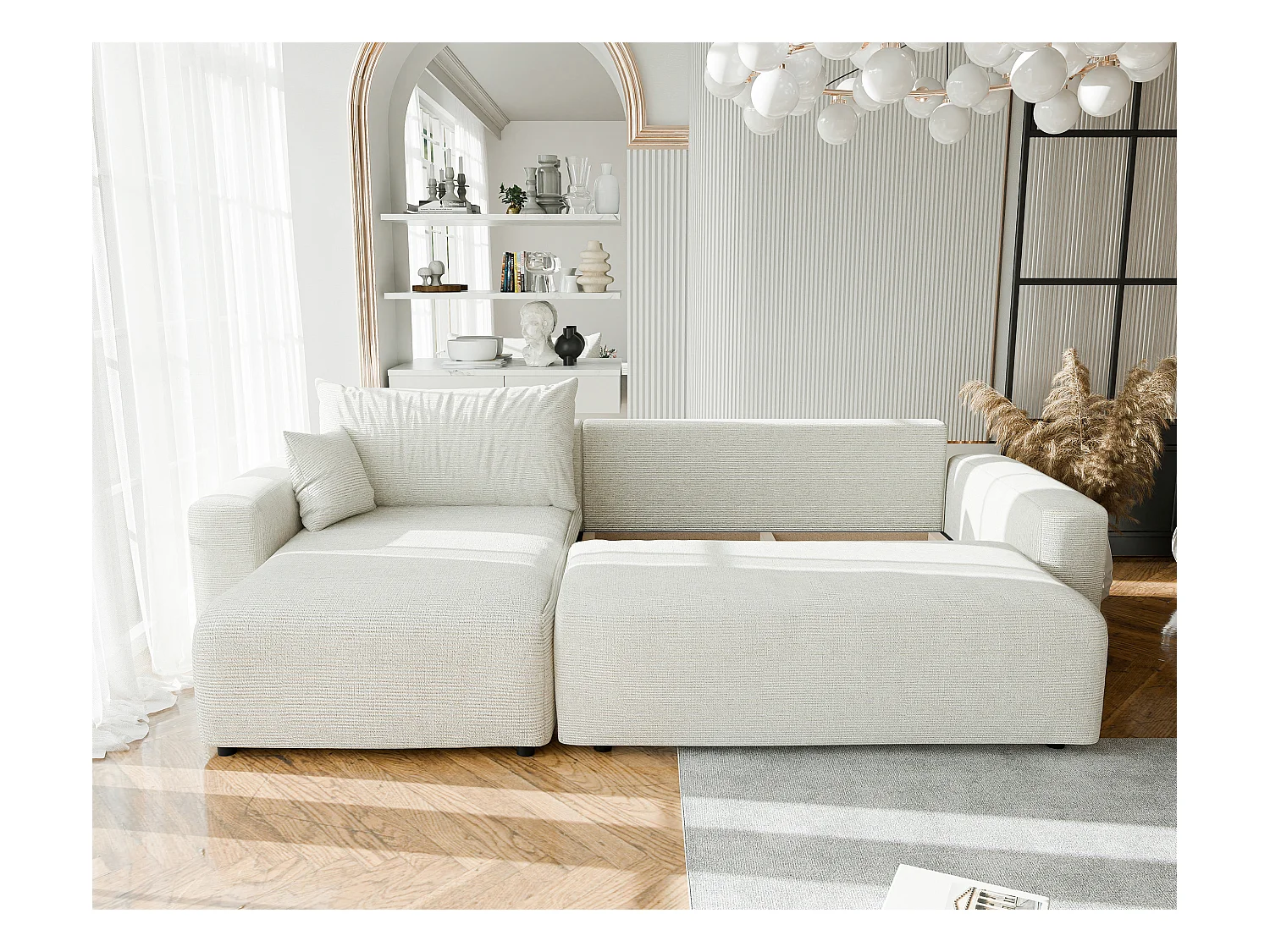 Canapé d'angle convertible en tissu Baltimore Sand