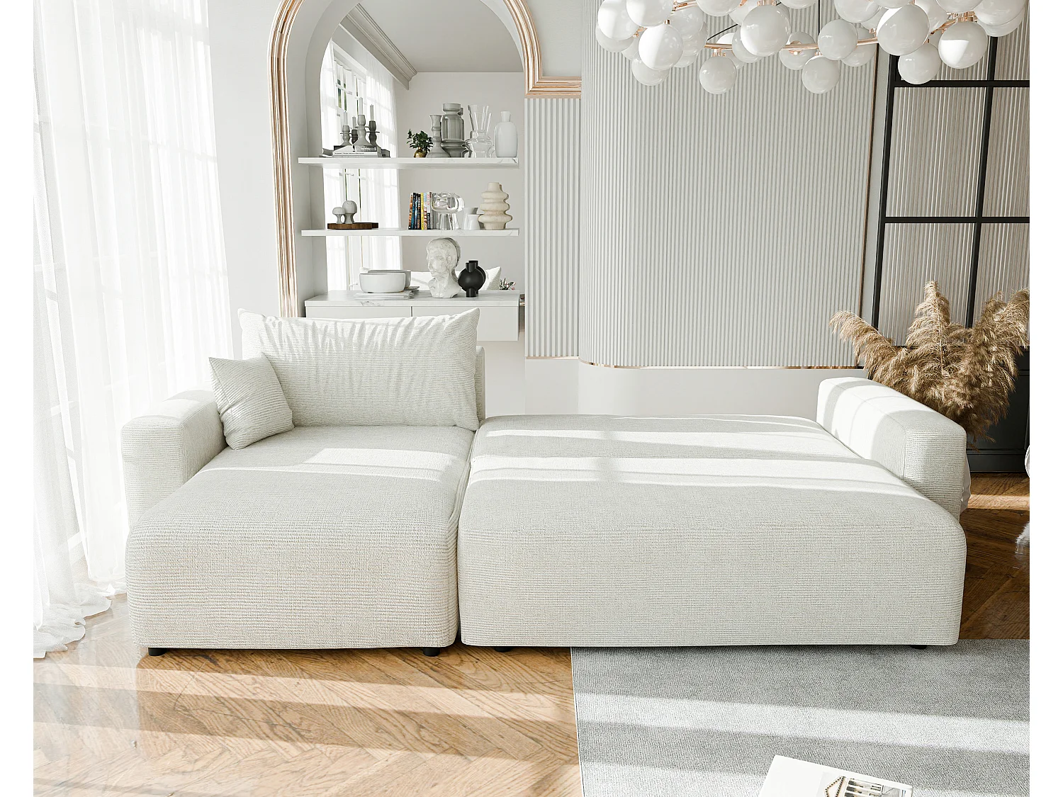 Canapé d'angle convertible en tissu Baltimore Sand