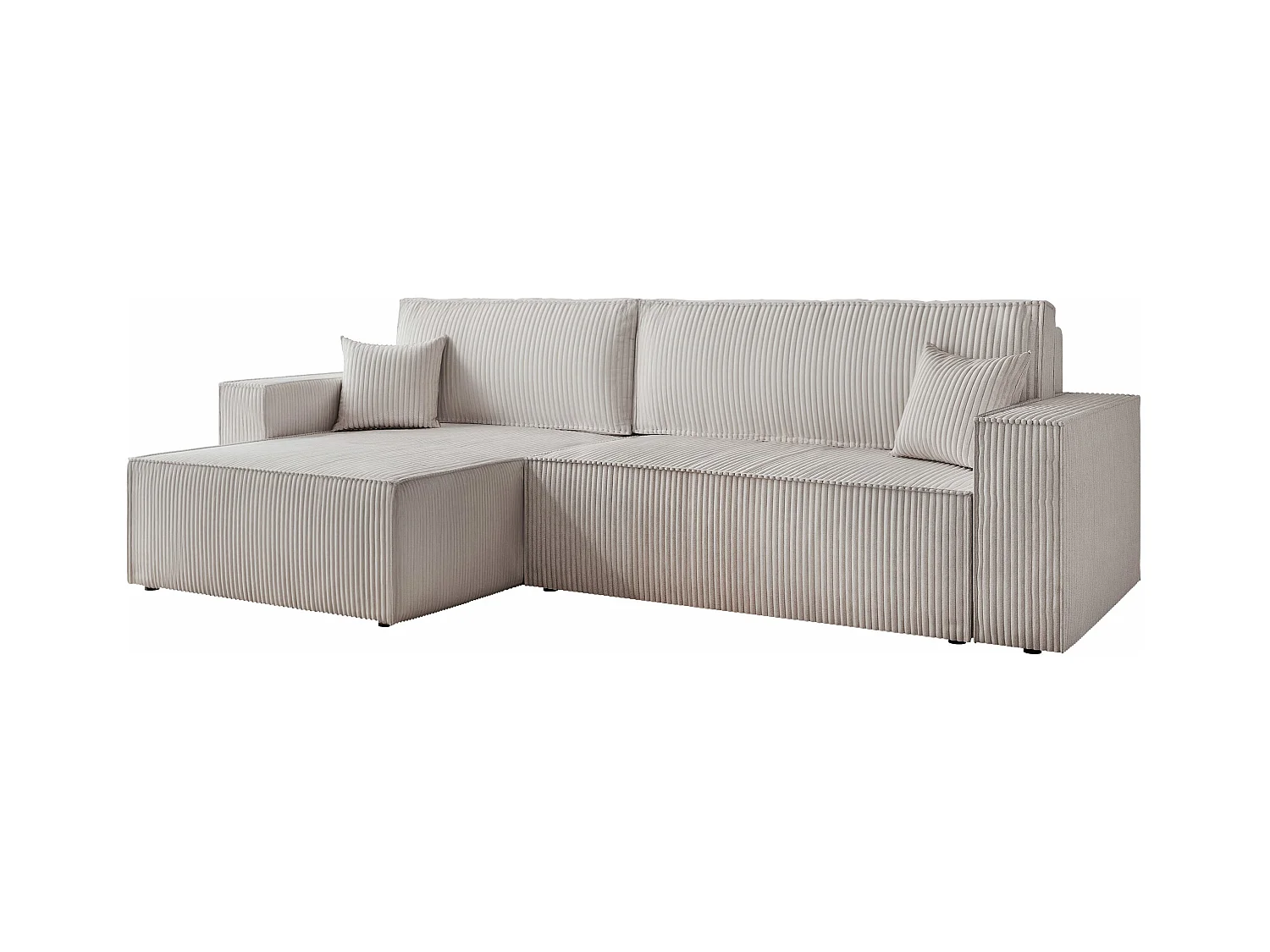 Canapé d'angle convertible tissu velours côtelé gris clair