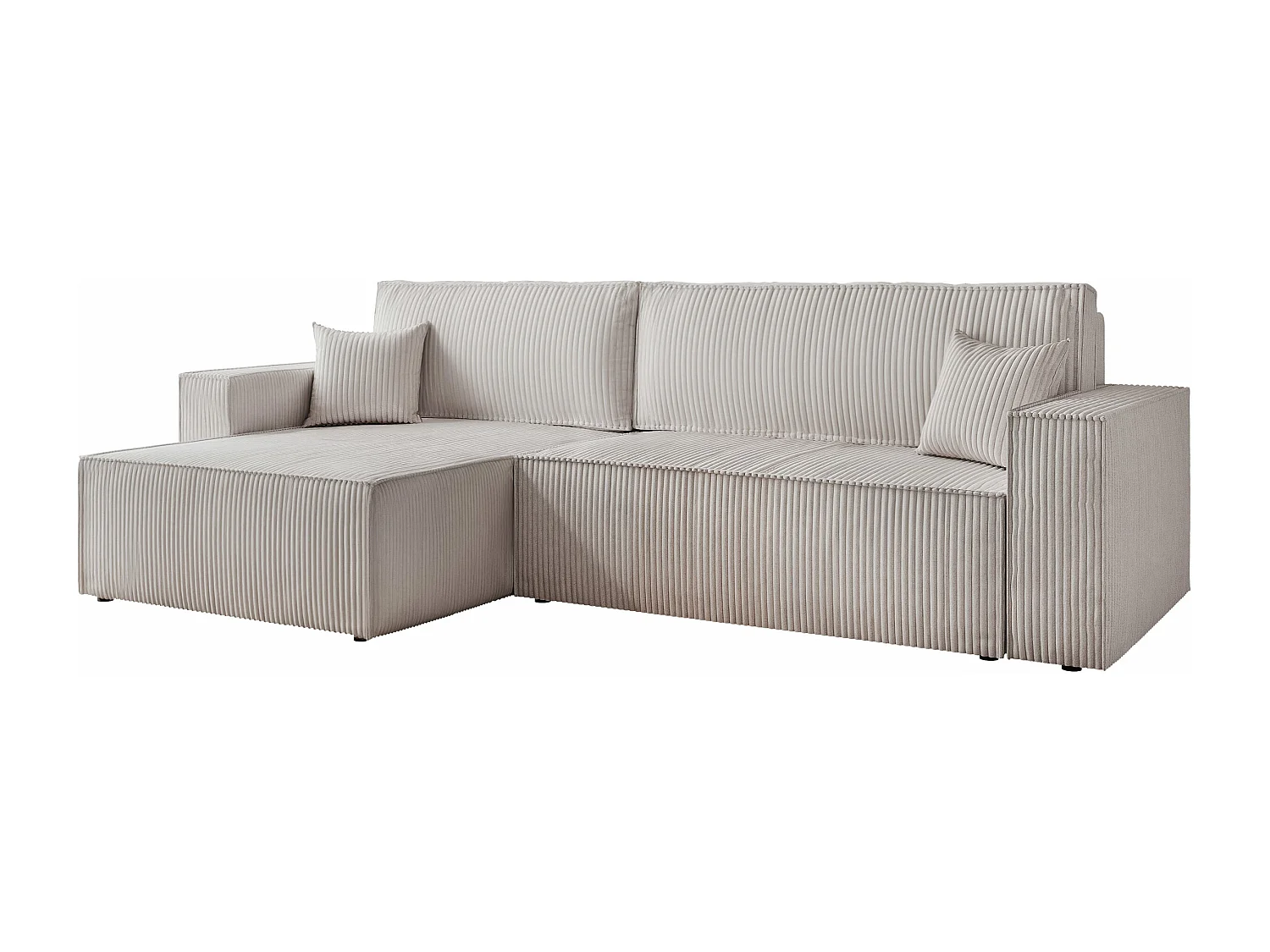 Canapé d'angle convertible tissu velours côtelé gris clair