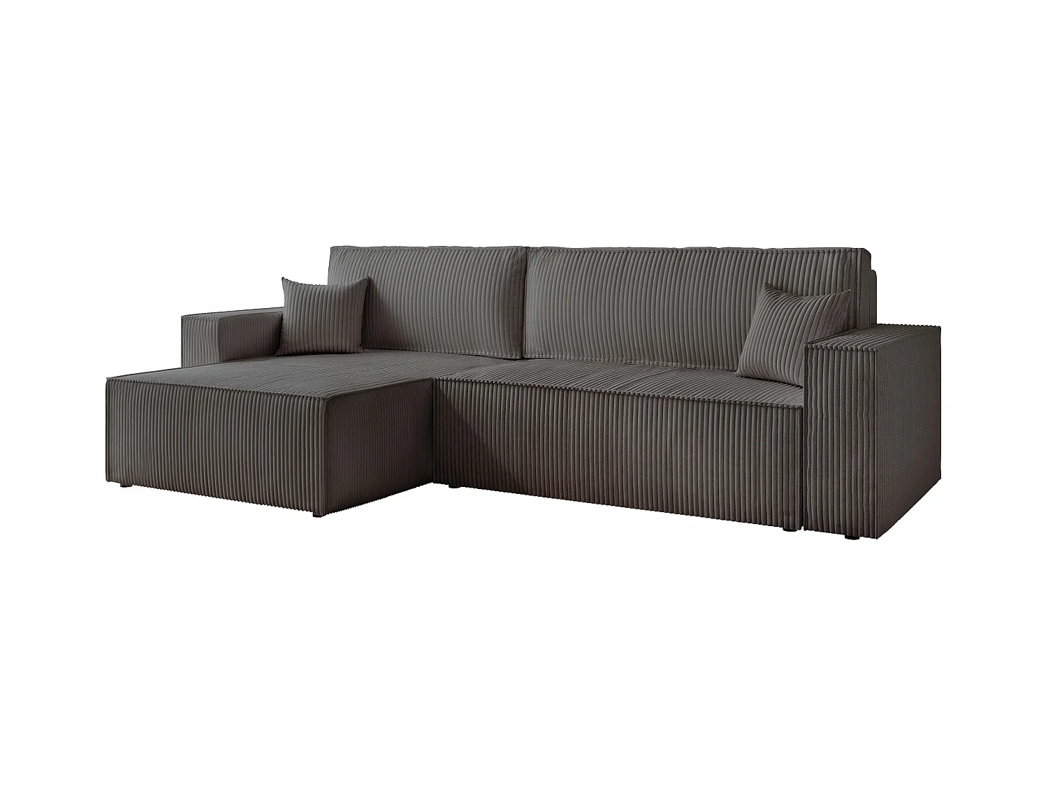 Canapé d'angle convertible tissu velours côtelé graphite