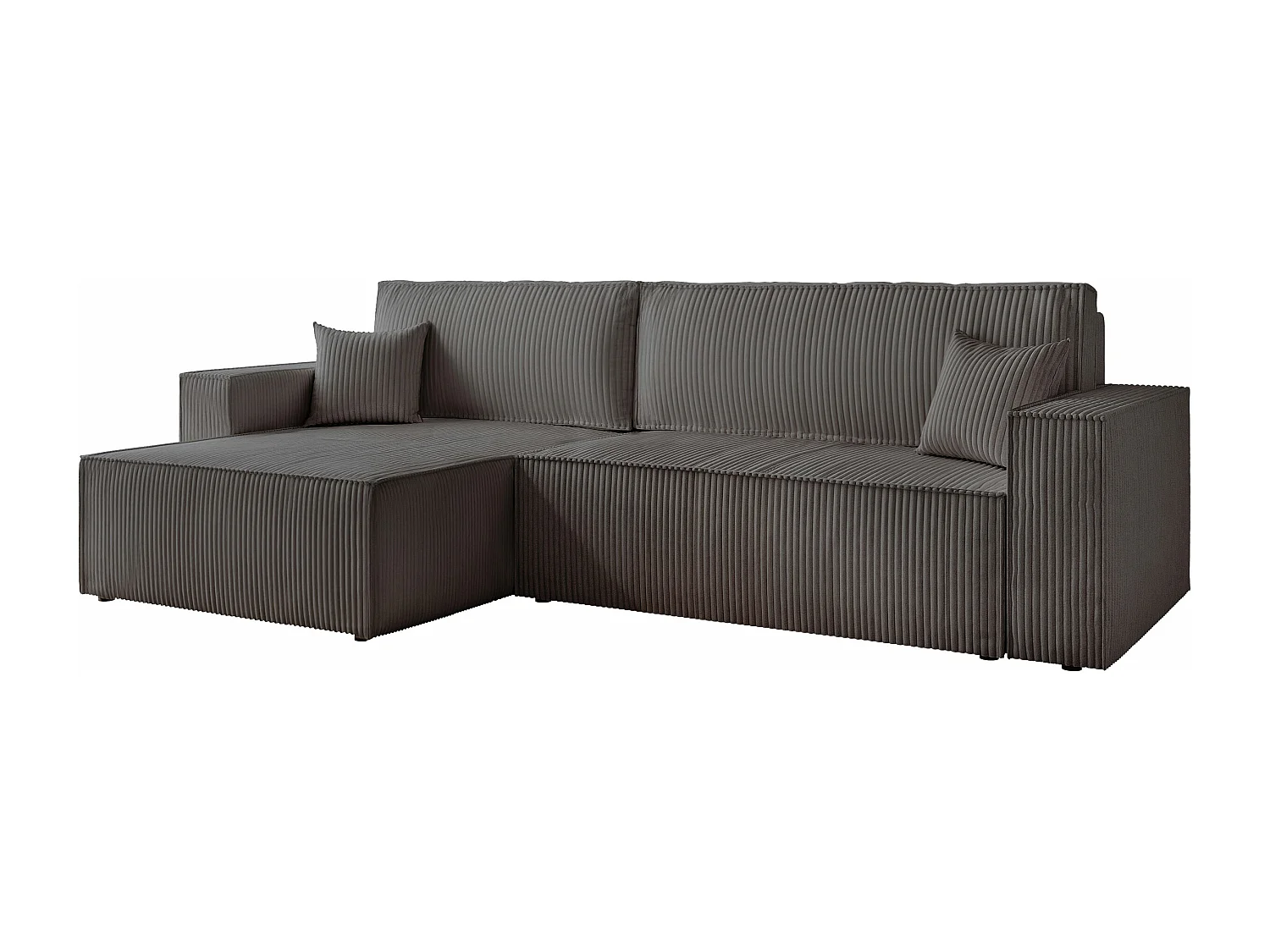 Canapé d'angle convertible tissu velours côtelé graphite