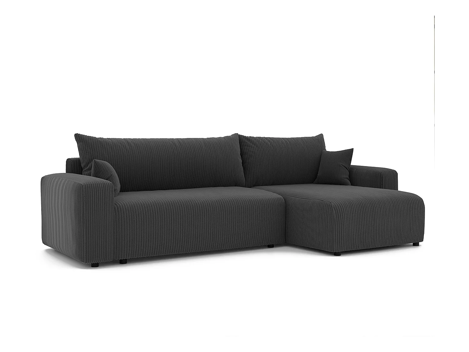 Canapé d'angle convertible tissu velours côtelé noir