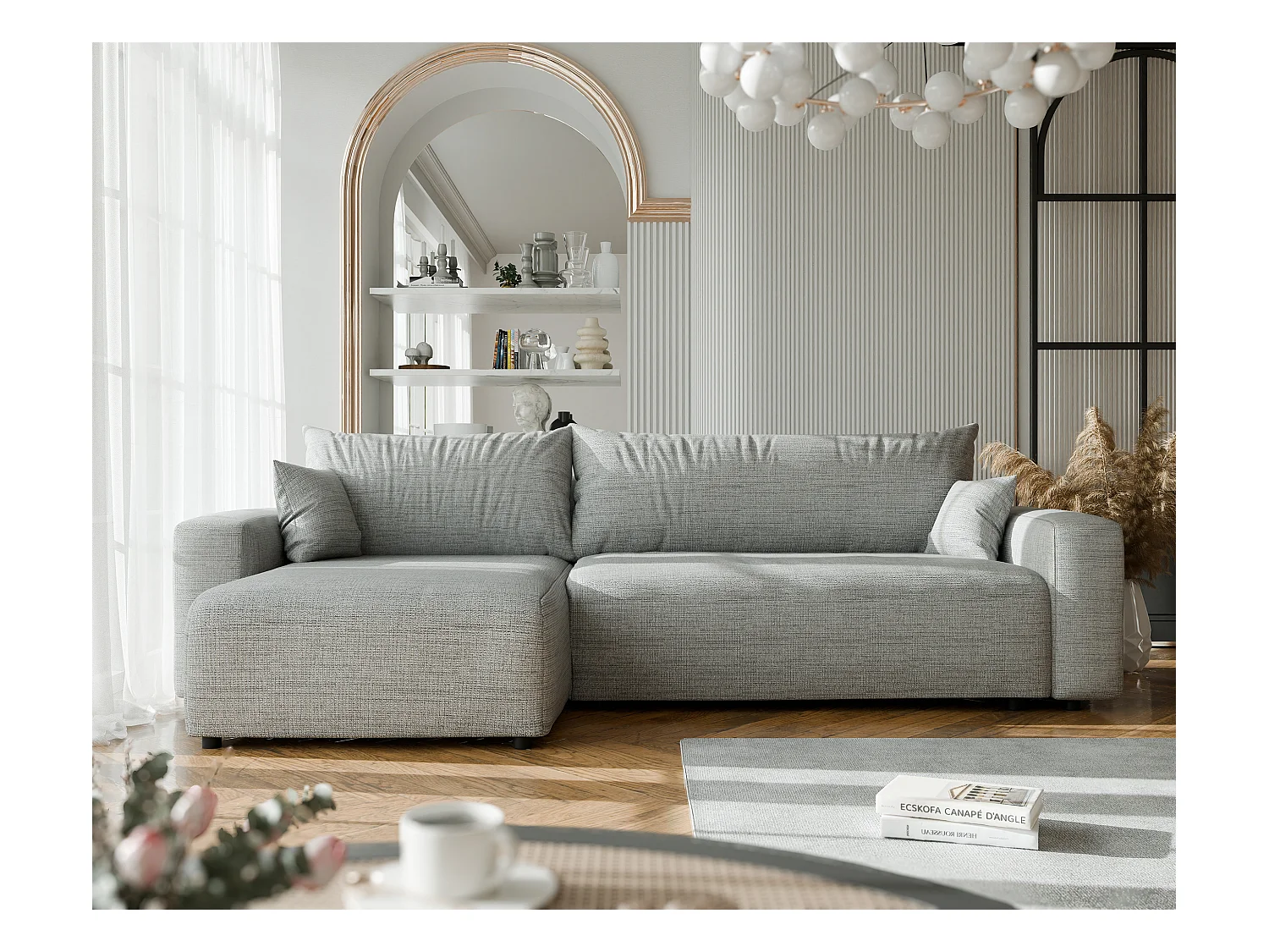 Canapé d'angle convertible en tissu Baltimore Mouse