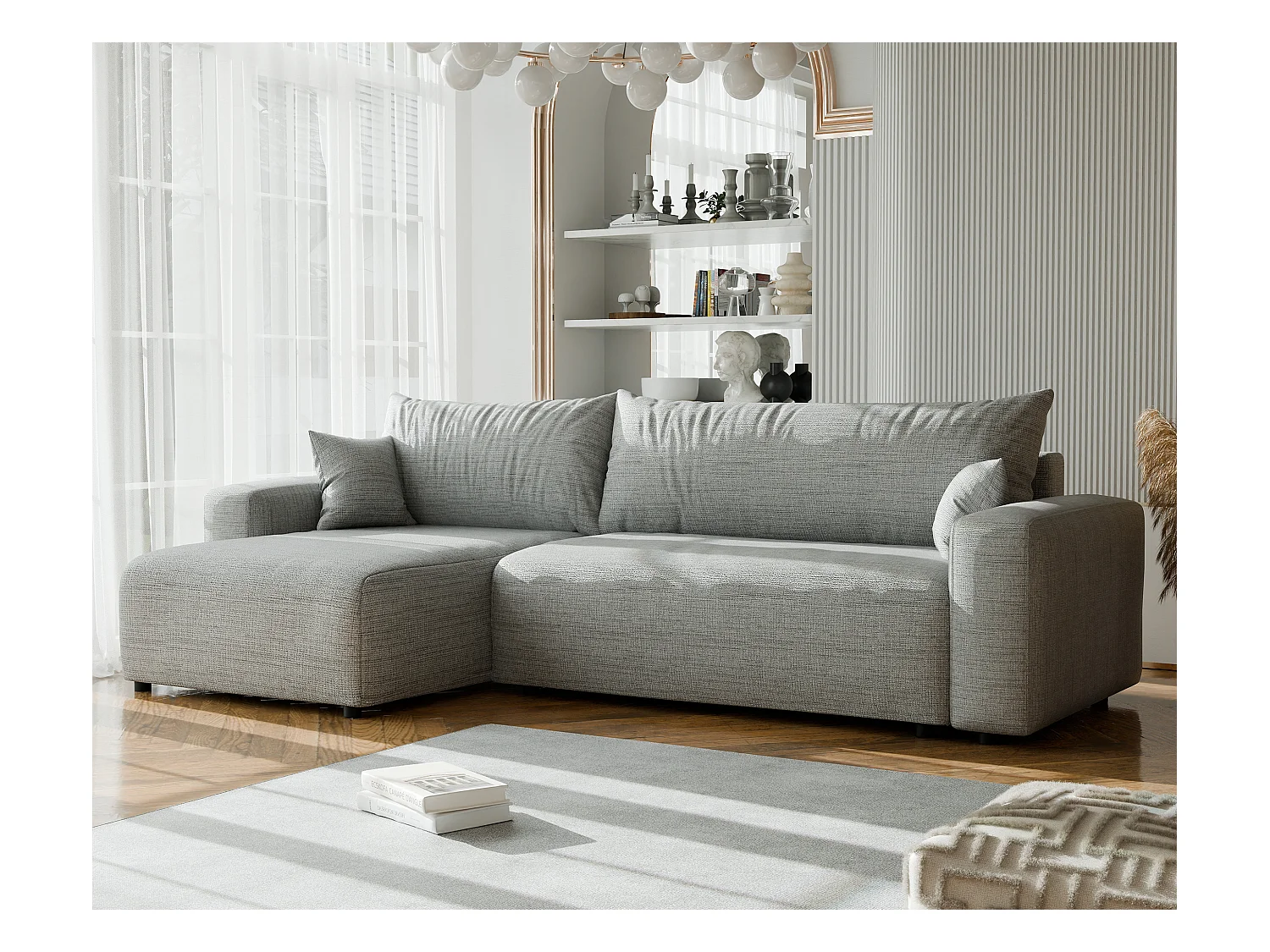 Canapé d'angle convertible en tissu Baltimore Mouse