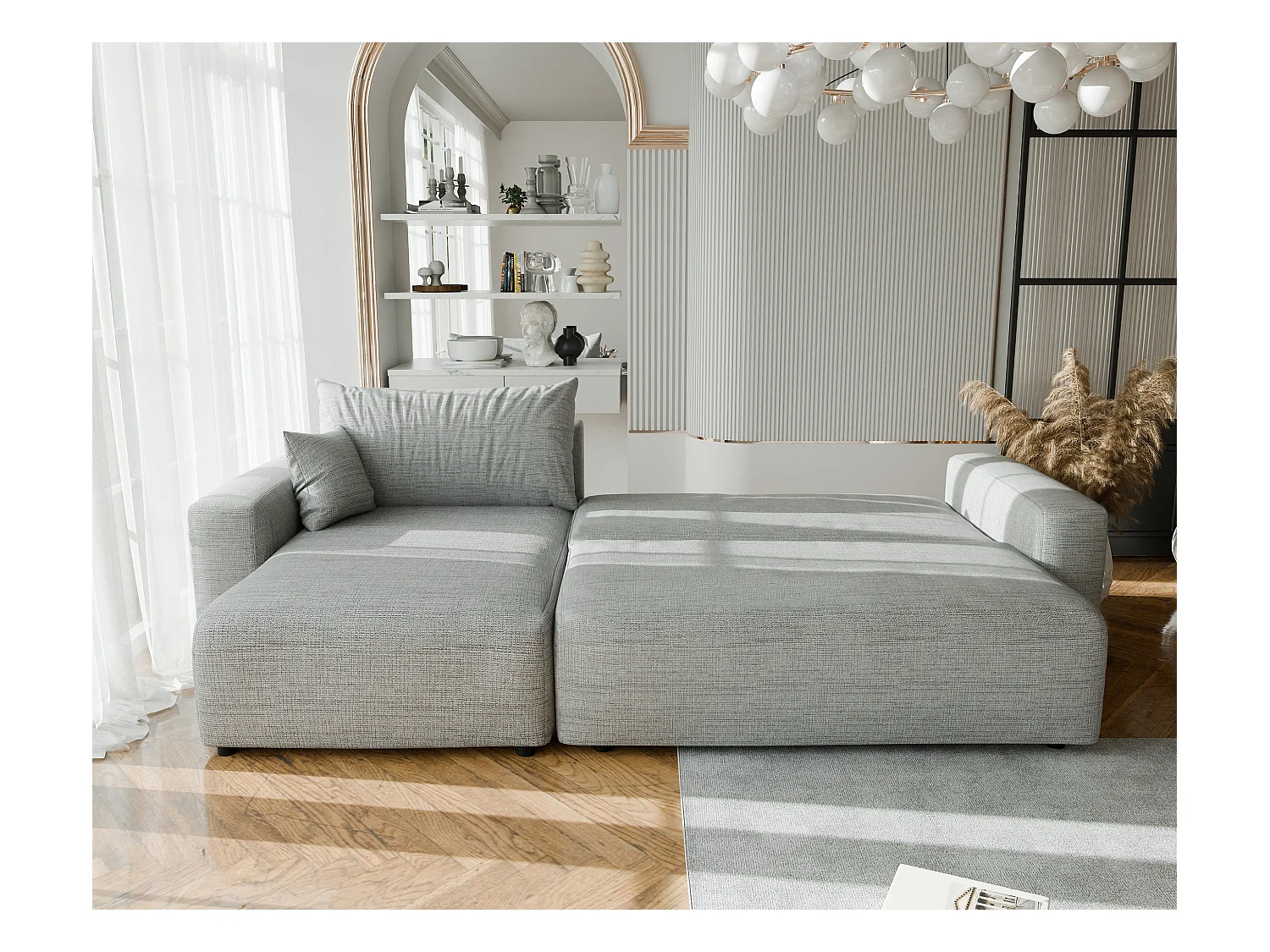 Canapé d'angle convertible en tissu Baltimore Mouse