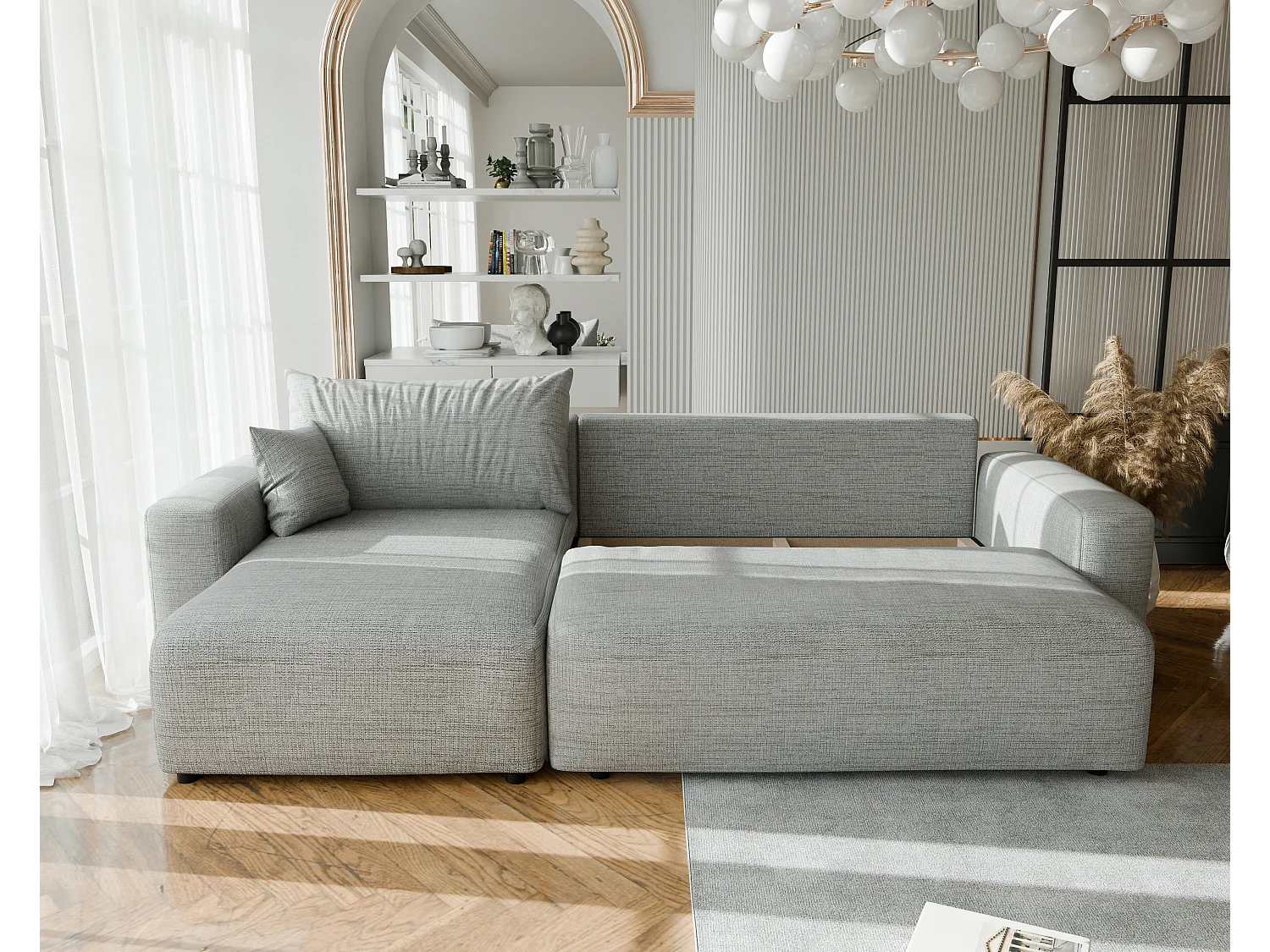 Canapé d'angle convertible en tissu Baltimore Mouse
