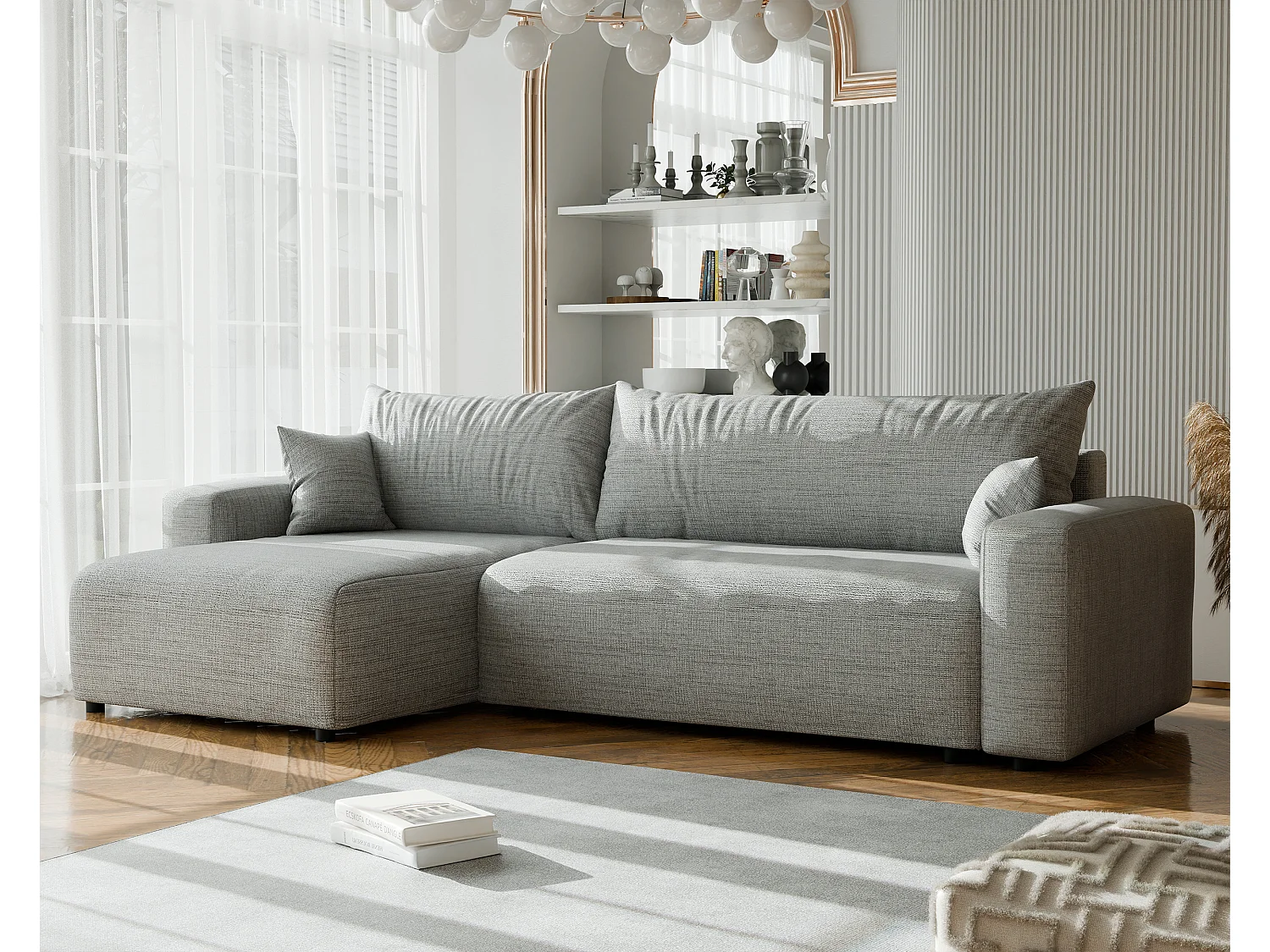 Canapé d'angle convertible en tissu Baltimore Mouse