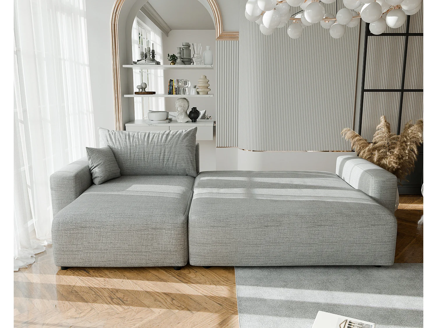 Canapé d'angle convertible en tissu Baltimore Mouse