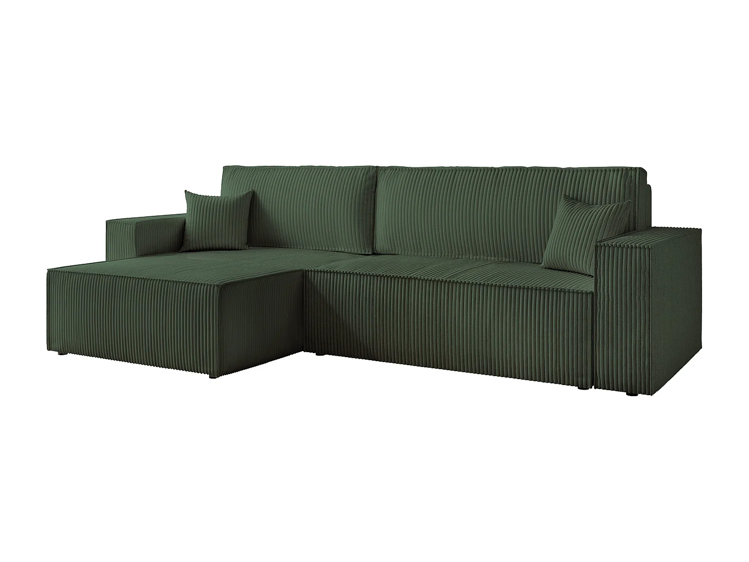 Canapé d'angle convertible tissu velours côtelé vert bouteille