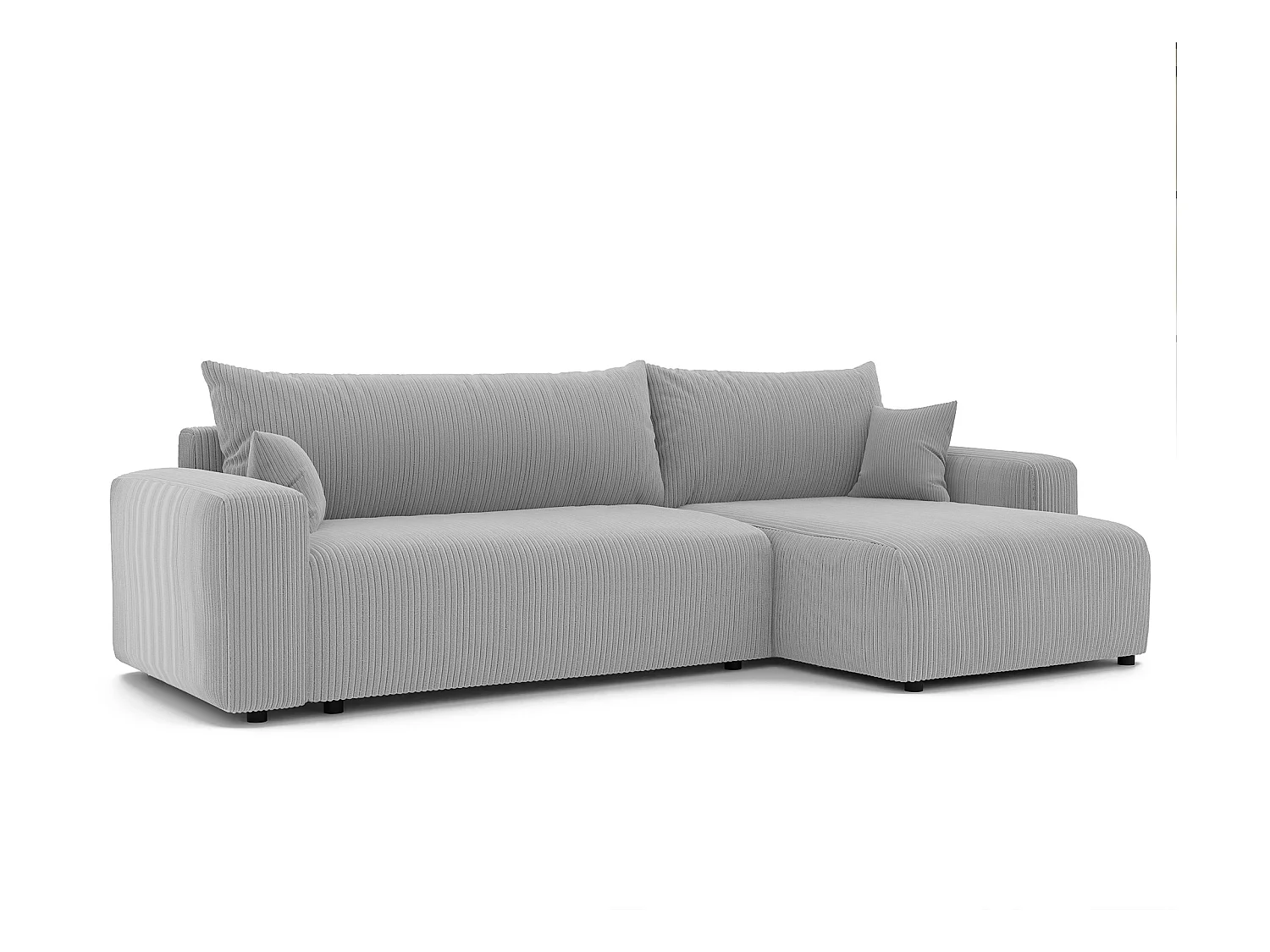 Canapé d'angle convertible tissu velours côtelé gris clair