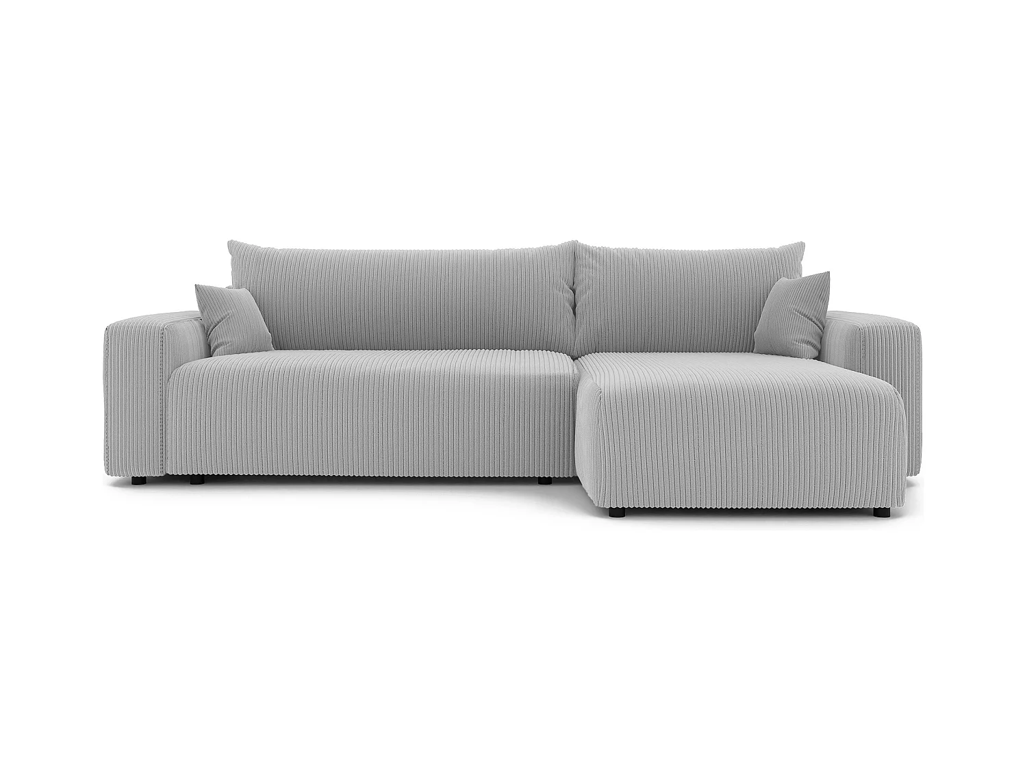 Canapé d'angle convertible tissu velours côtelé gris clair