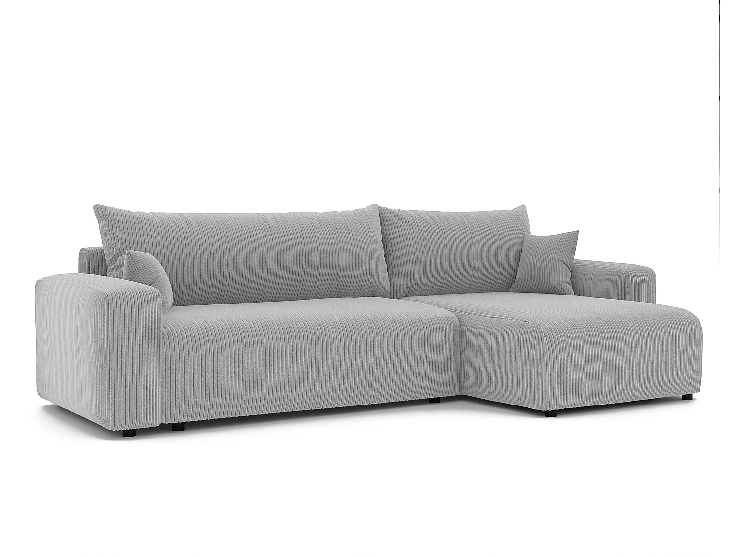 Canapé d'angle convertible tissu velours côtelé gris clair