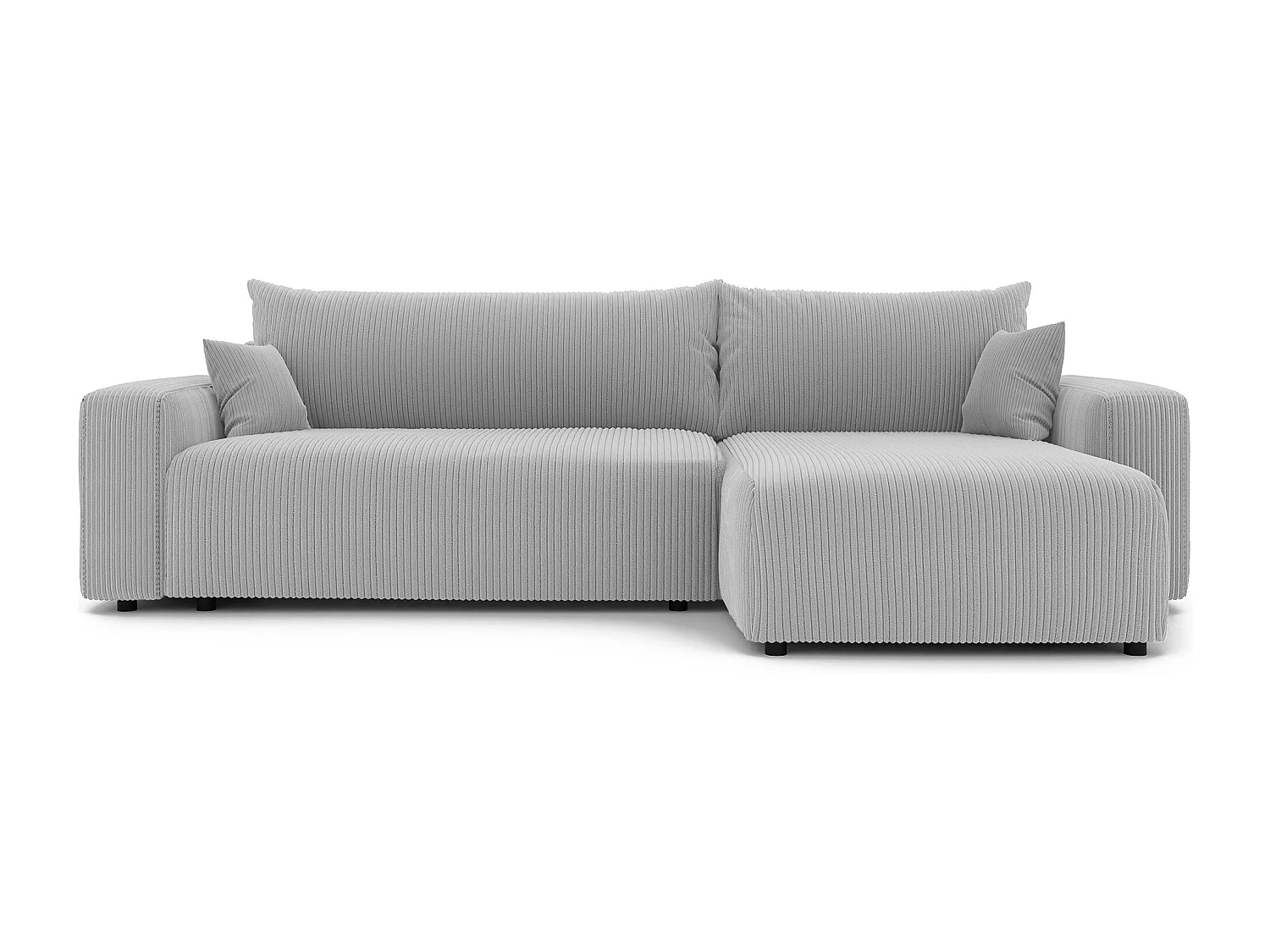 Canapé d'angle convertible tissu velours côtelé gris clair