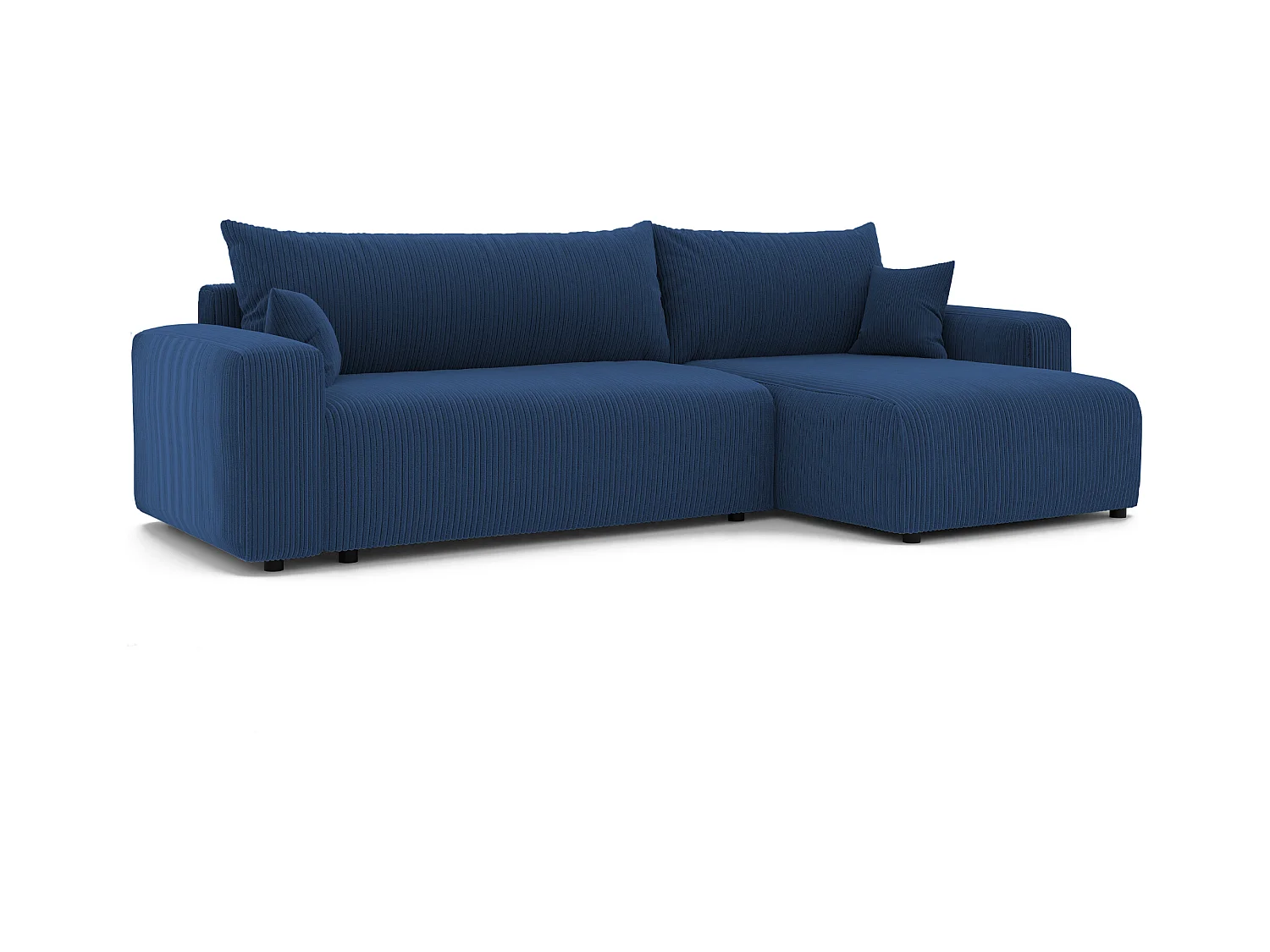 Canapé d'angle convertible tissu velours côtelé cobalt