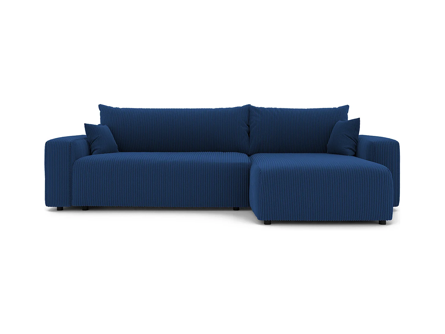Canapé d'angle convertible tissu velours côtelé cobalt