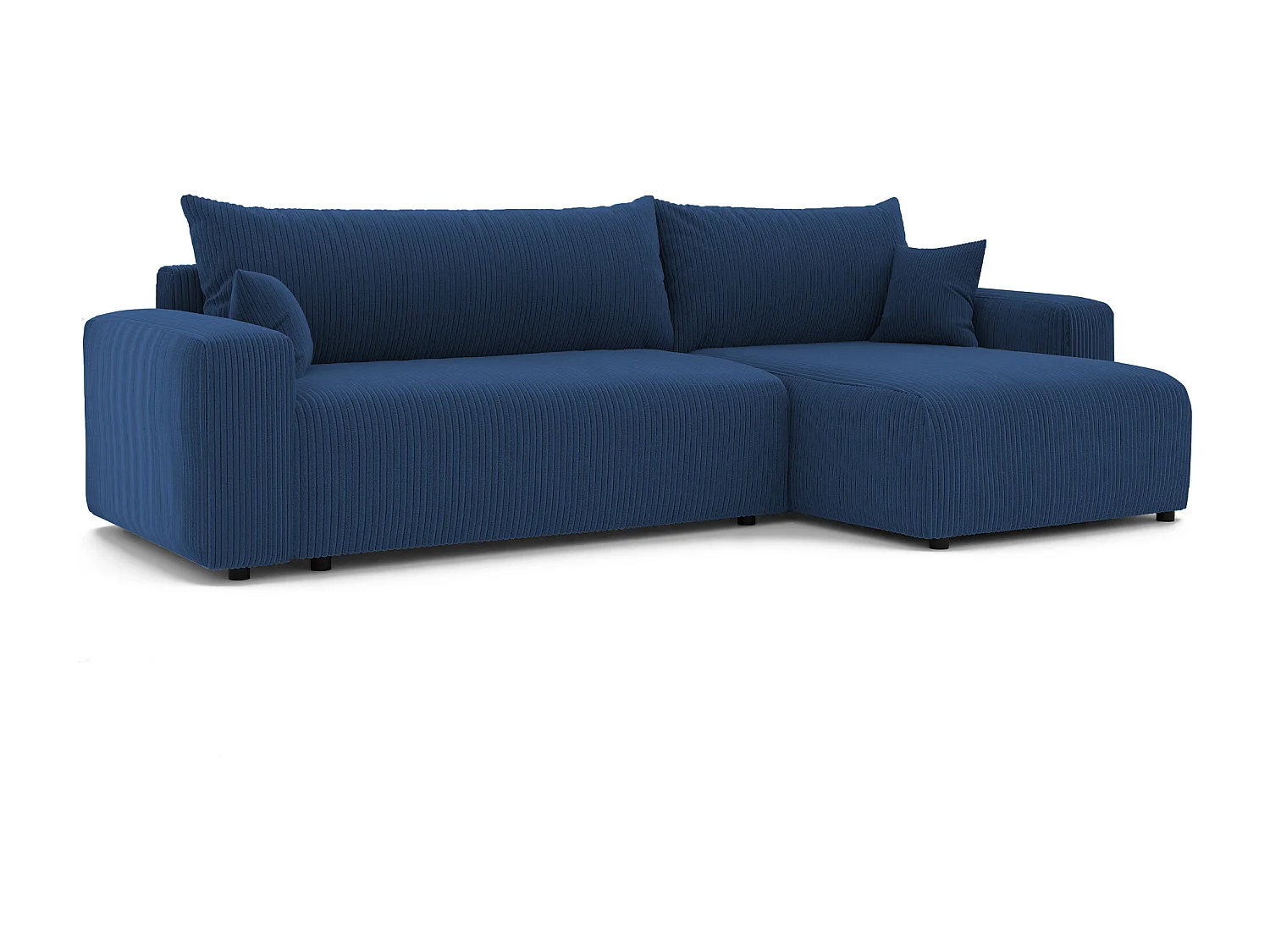 Canapé d'angle convertible tissu velours côtelé cobalt