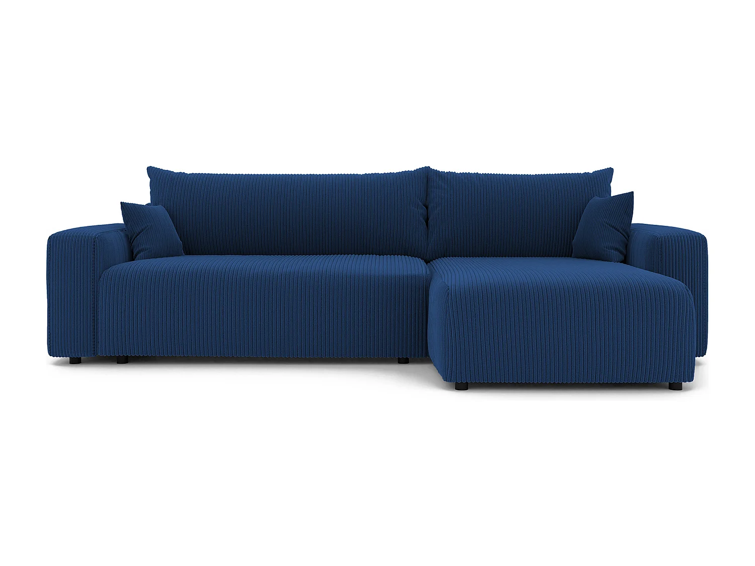 Canapé d'angle convertible tissu velours côtelé cobalt