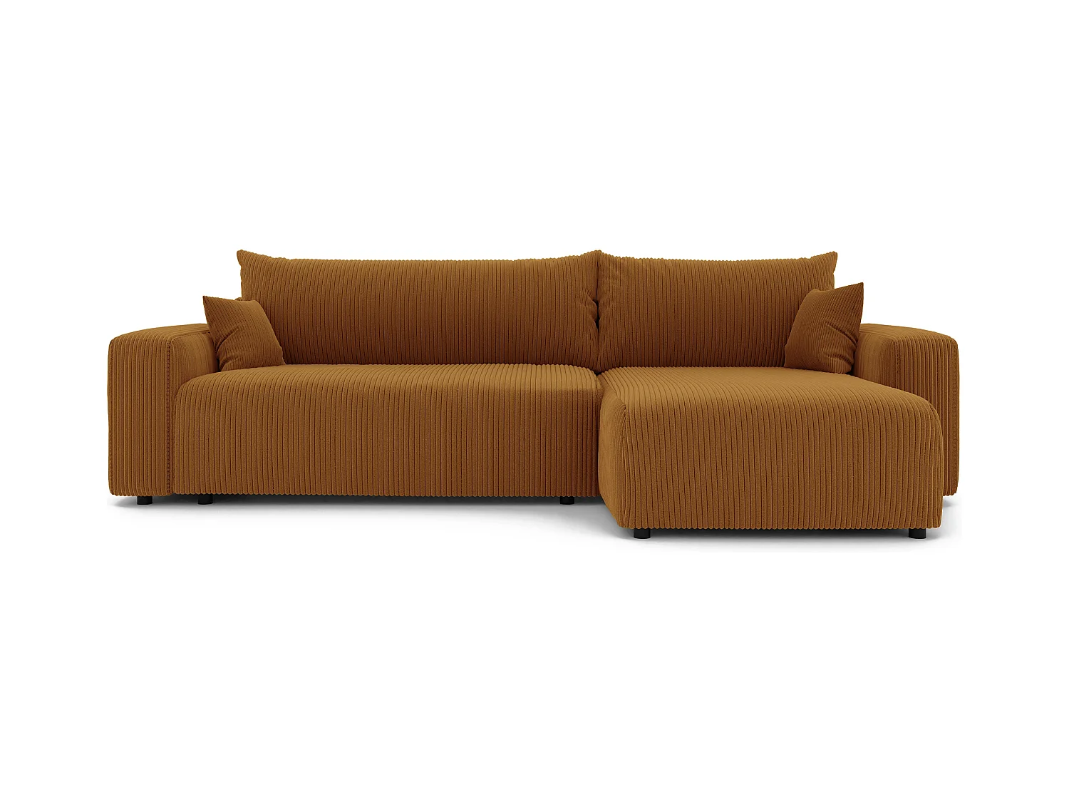 Canapé d'angle convertible tissu velours côtelé moutarde