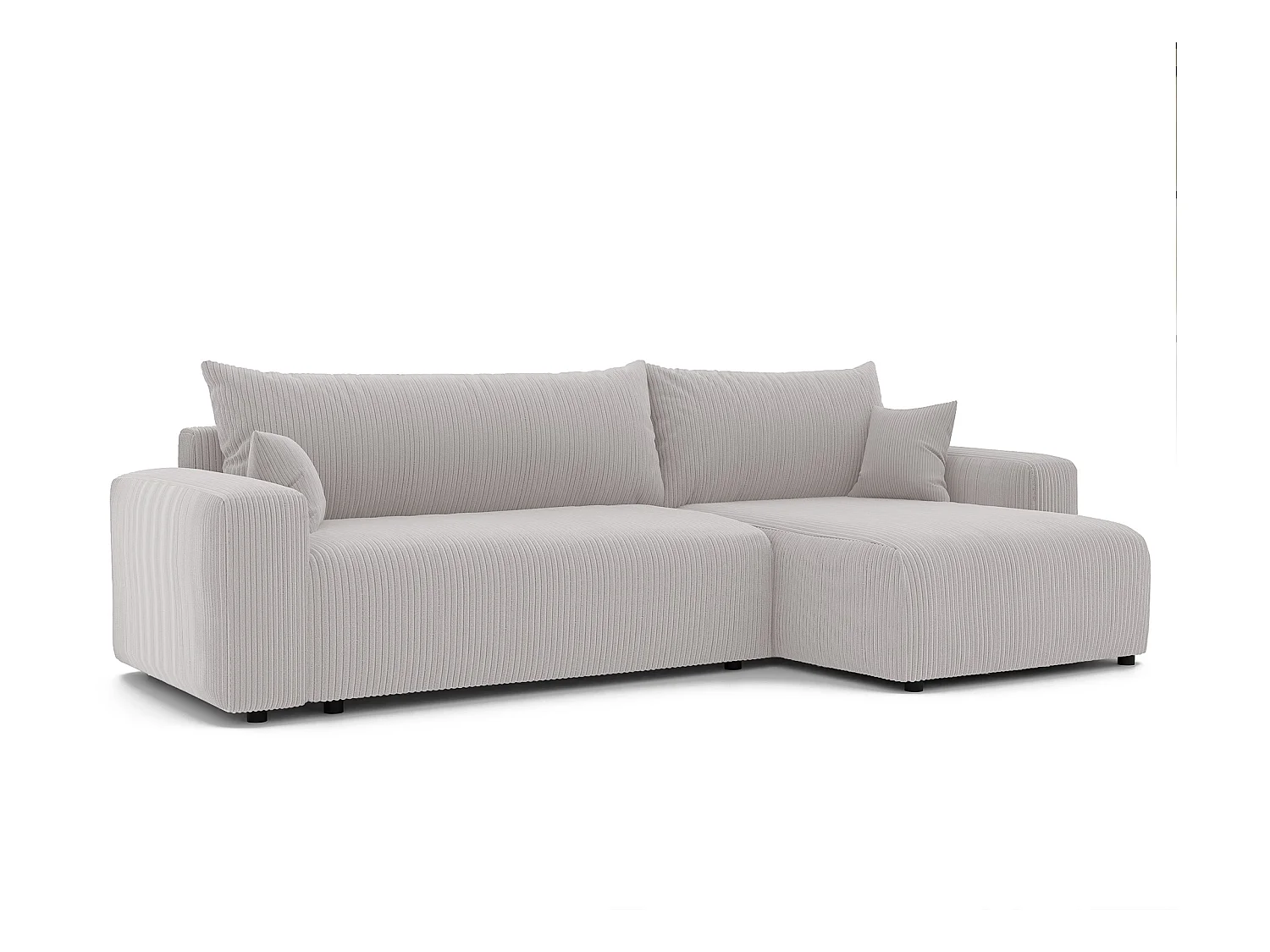 Canapé d'angle convertible tissu velours côtelé vanille