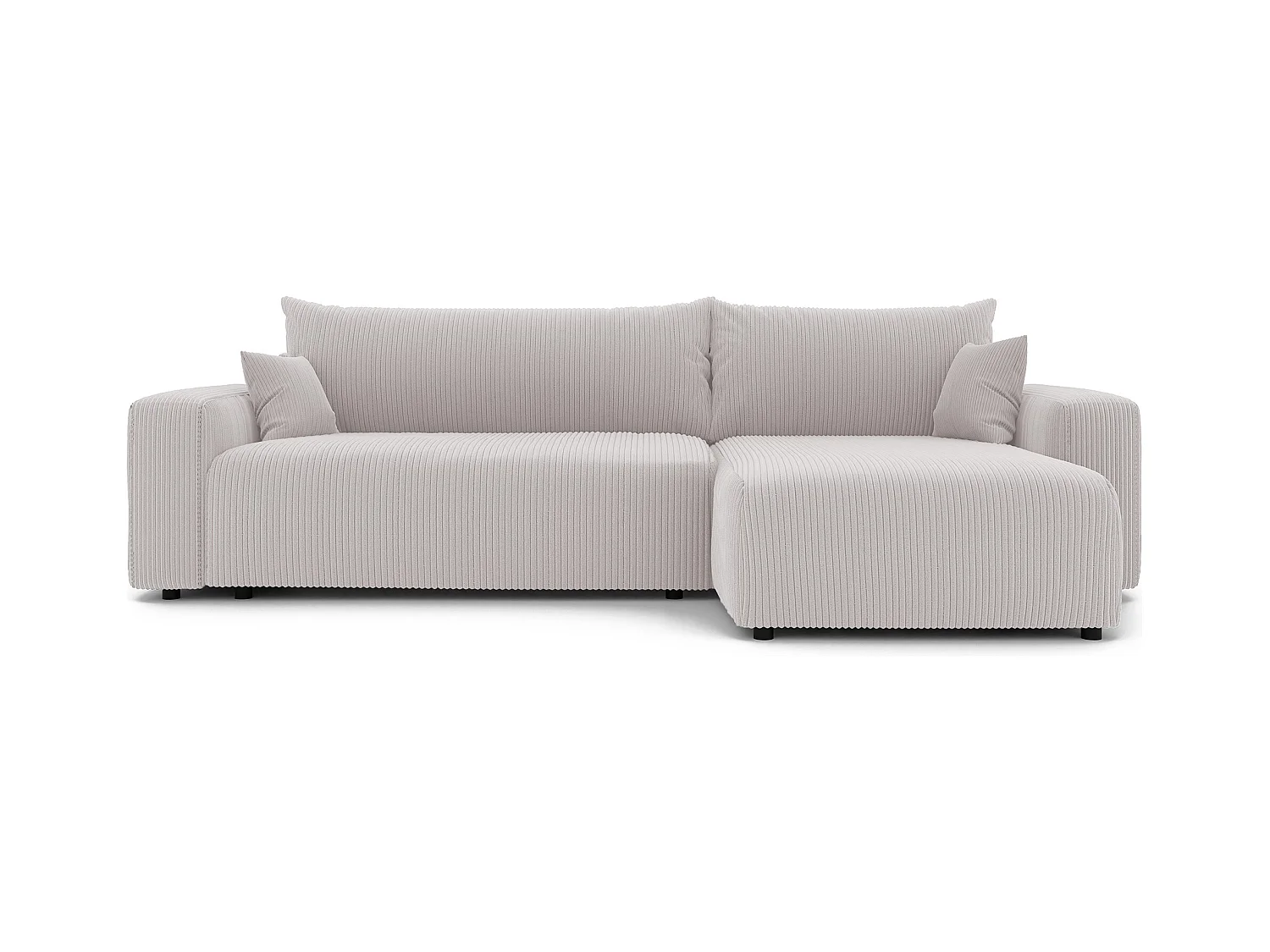 Canapé d'angle convertible tissu velours côtelé vanille