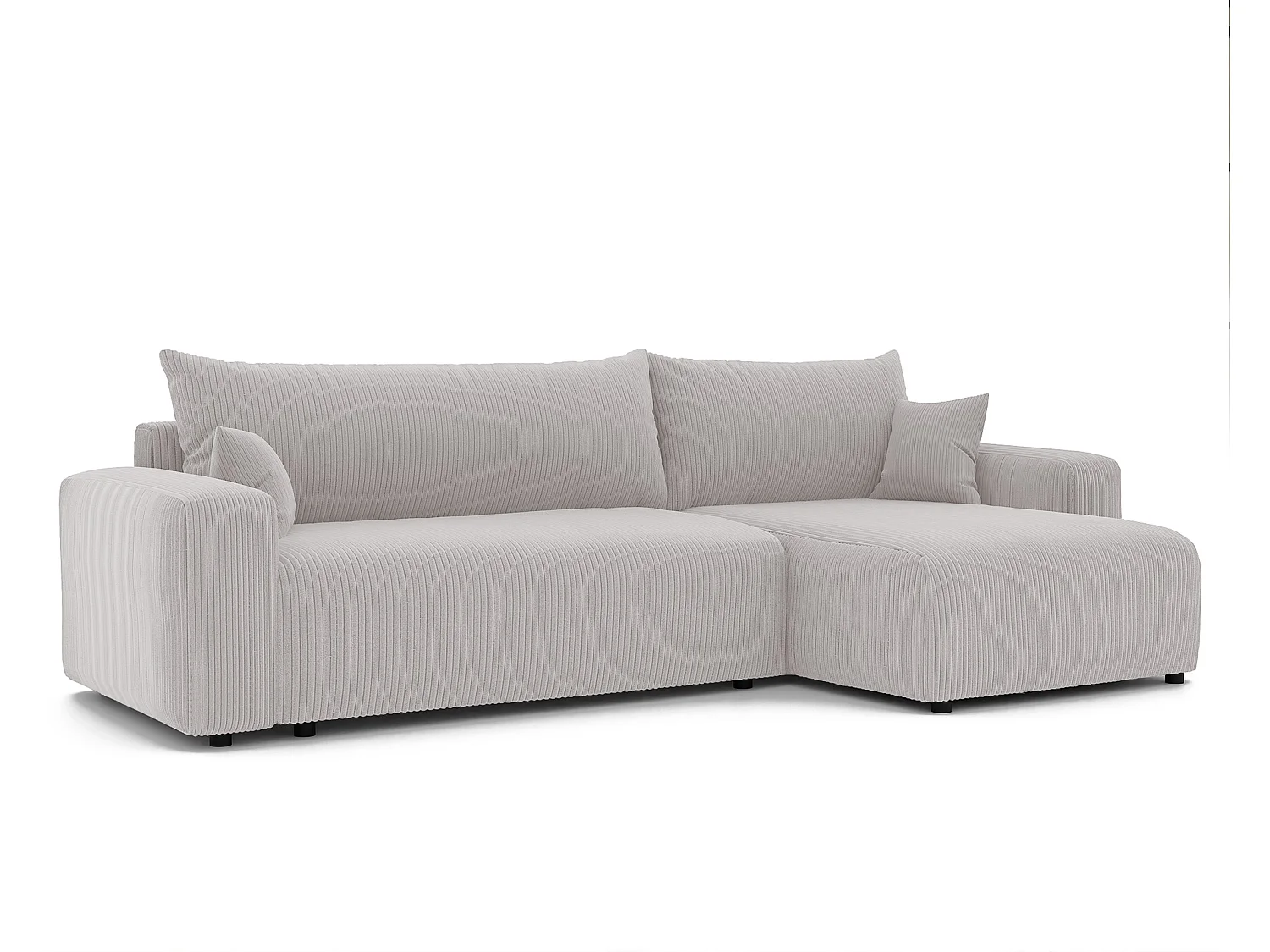 Canapé d'angle convertible tissu velours côtelé vanille