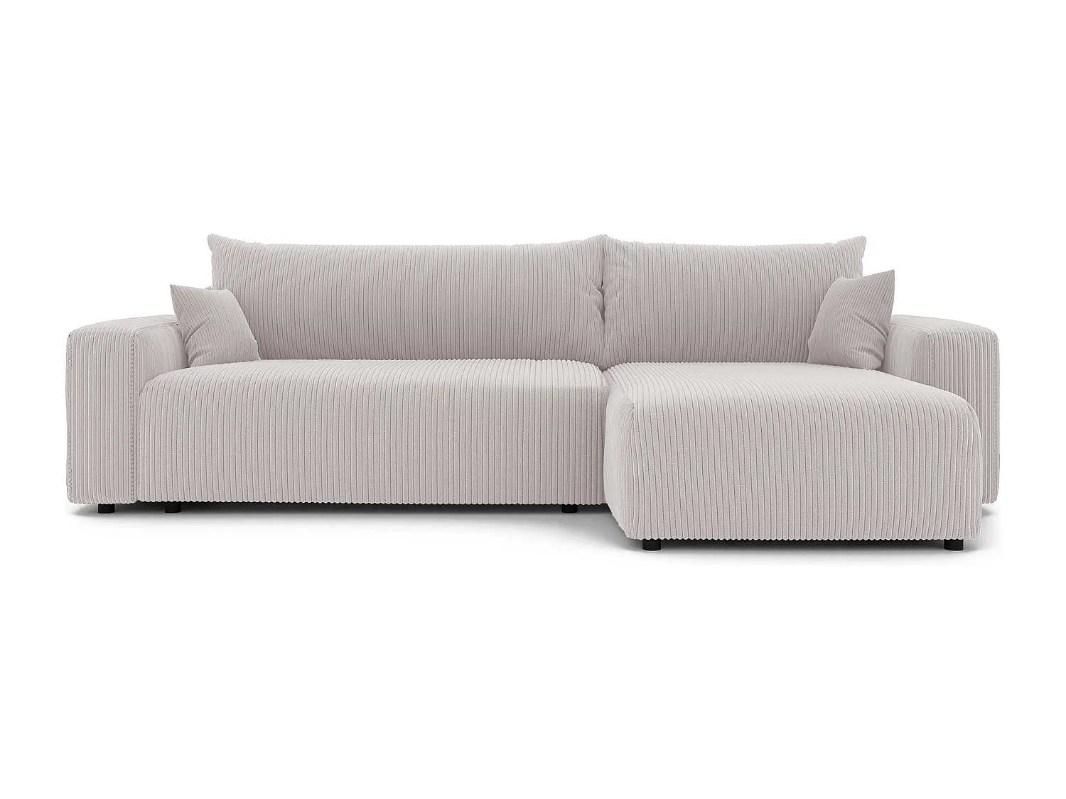 Canapé d'angle convertible tissu velours côtelé vanille