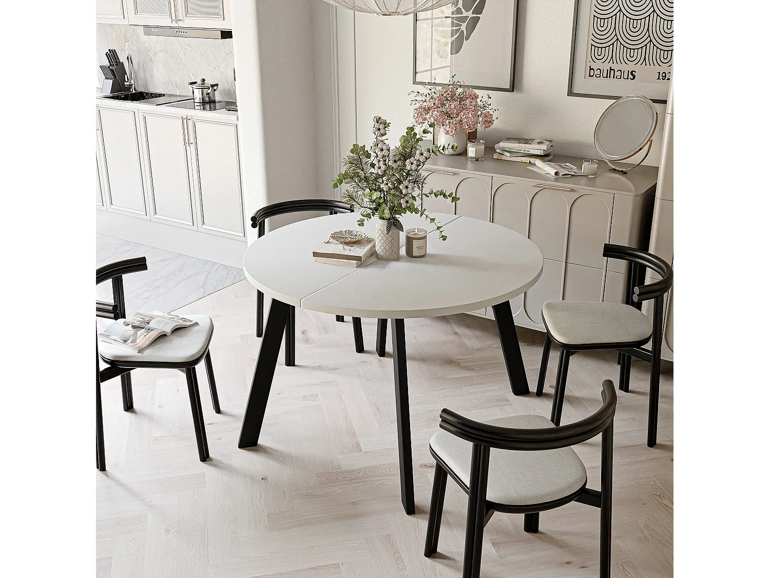 Table extensible blanc