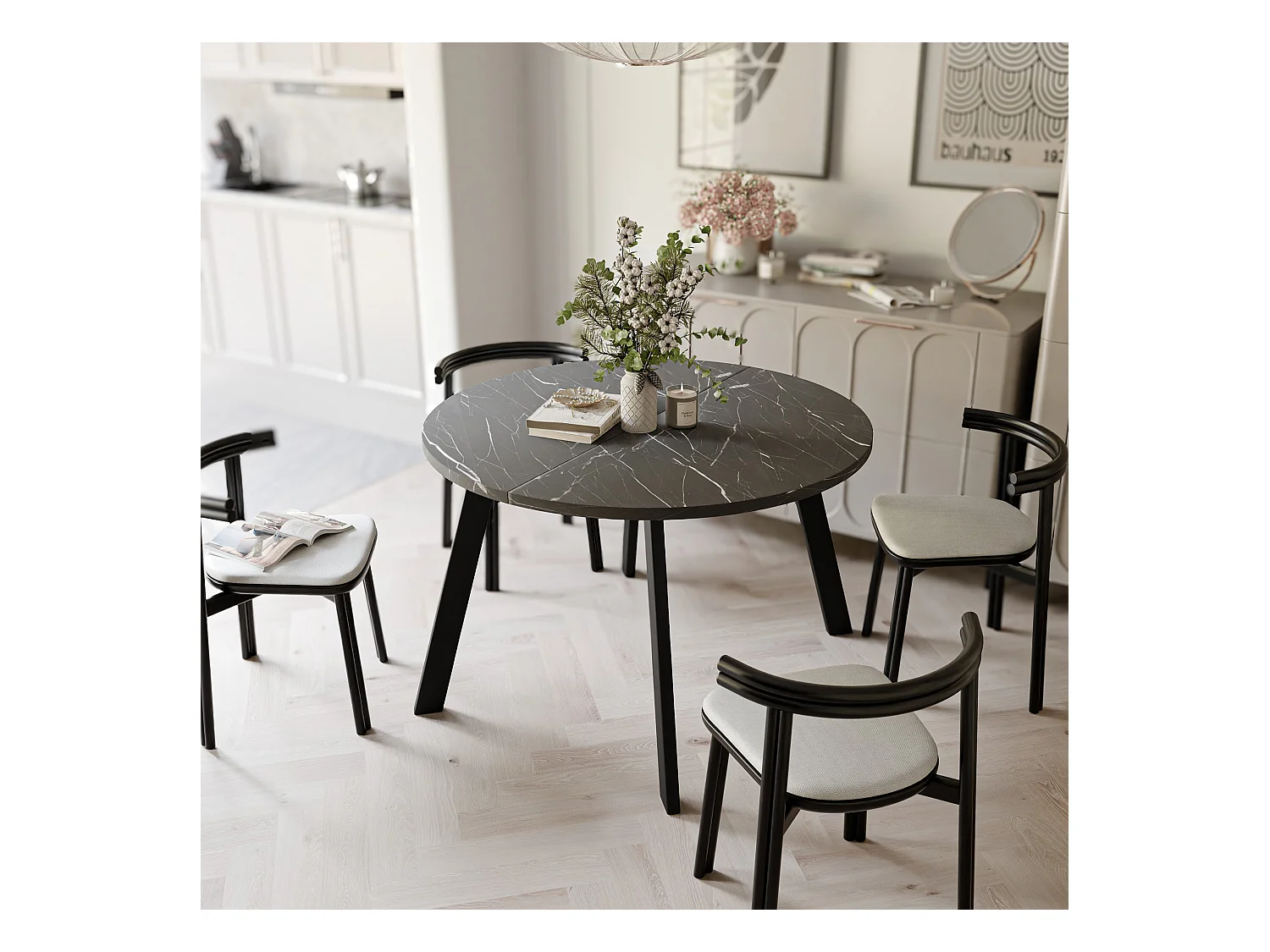 Table extensible grigia pietra